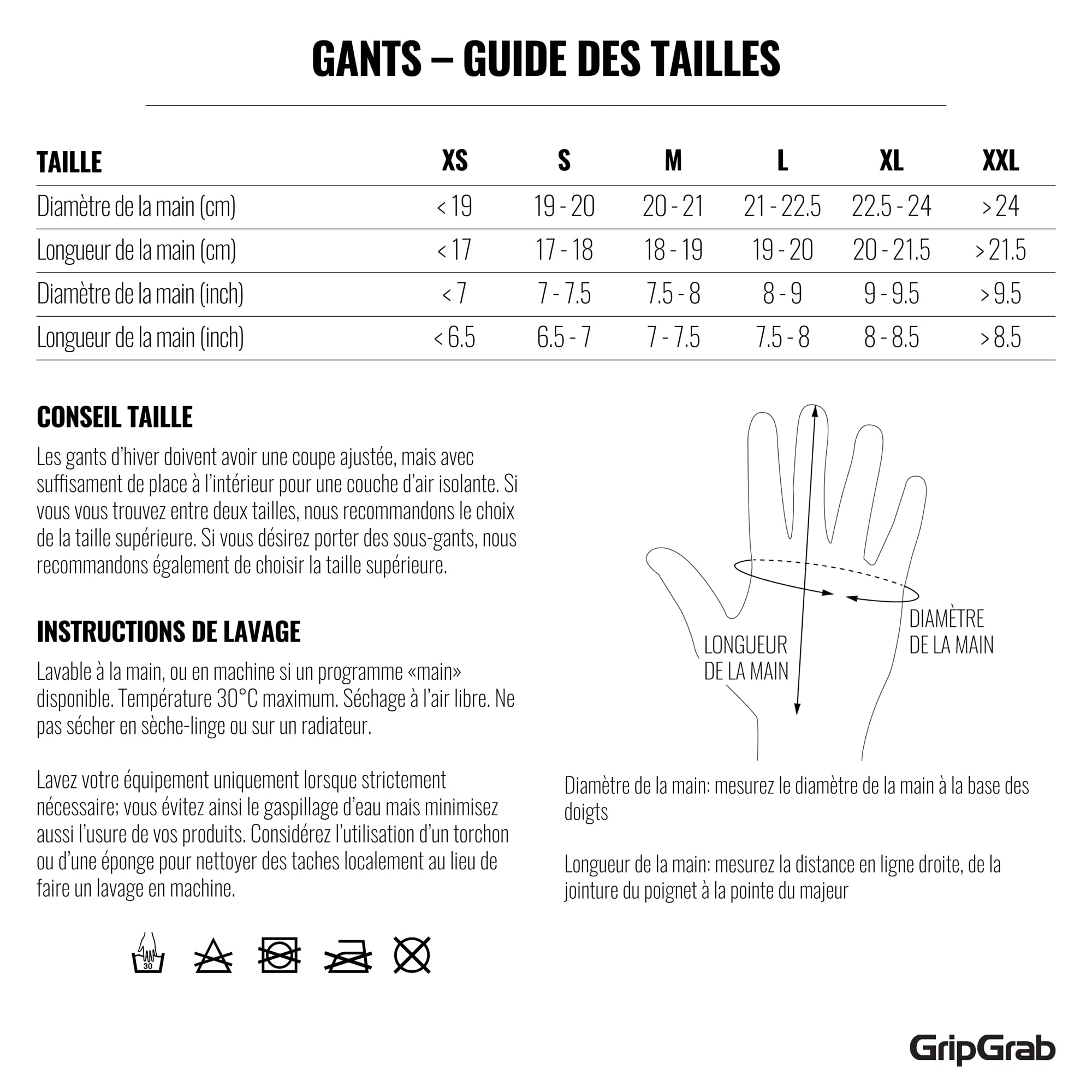 GripGrab Gants Hiver Imperméables Polaris 2 Gants de Vélo Rembourrés Coupe-Vent Thermo Gants de Cyclisme