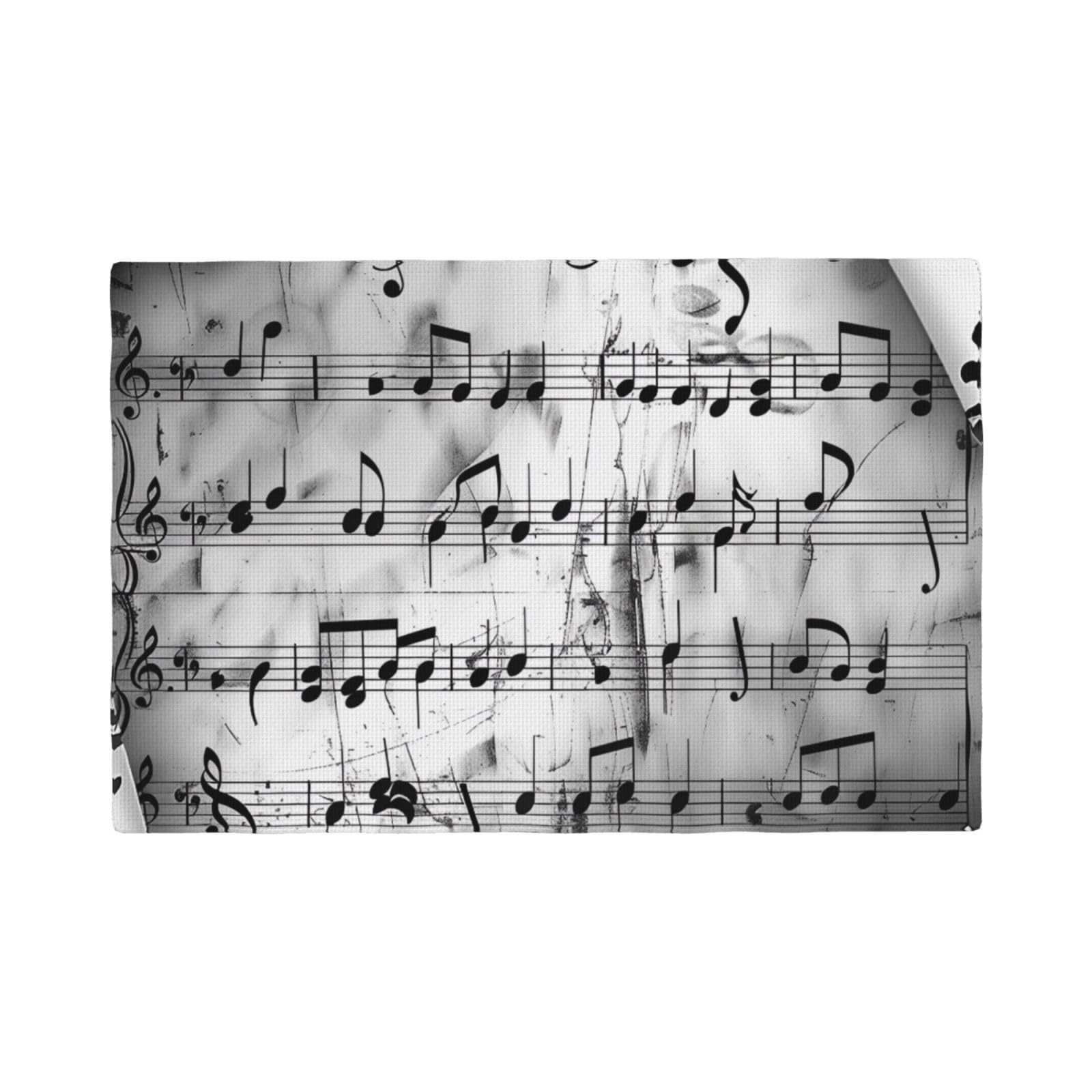 Music Notes Print Print Placemats Set, Heat Resistant Washable Placemat 12x18in Table Mats for Party Kitchen Dining Table Decoration Indoor Outdoor, Six Piece