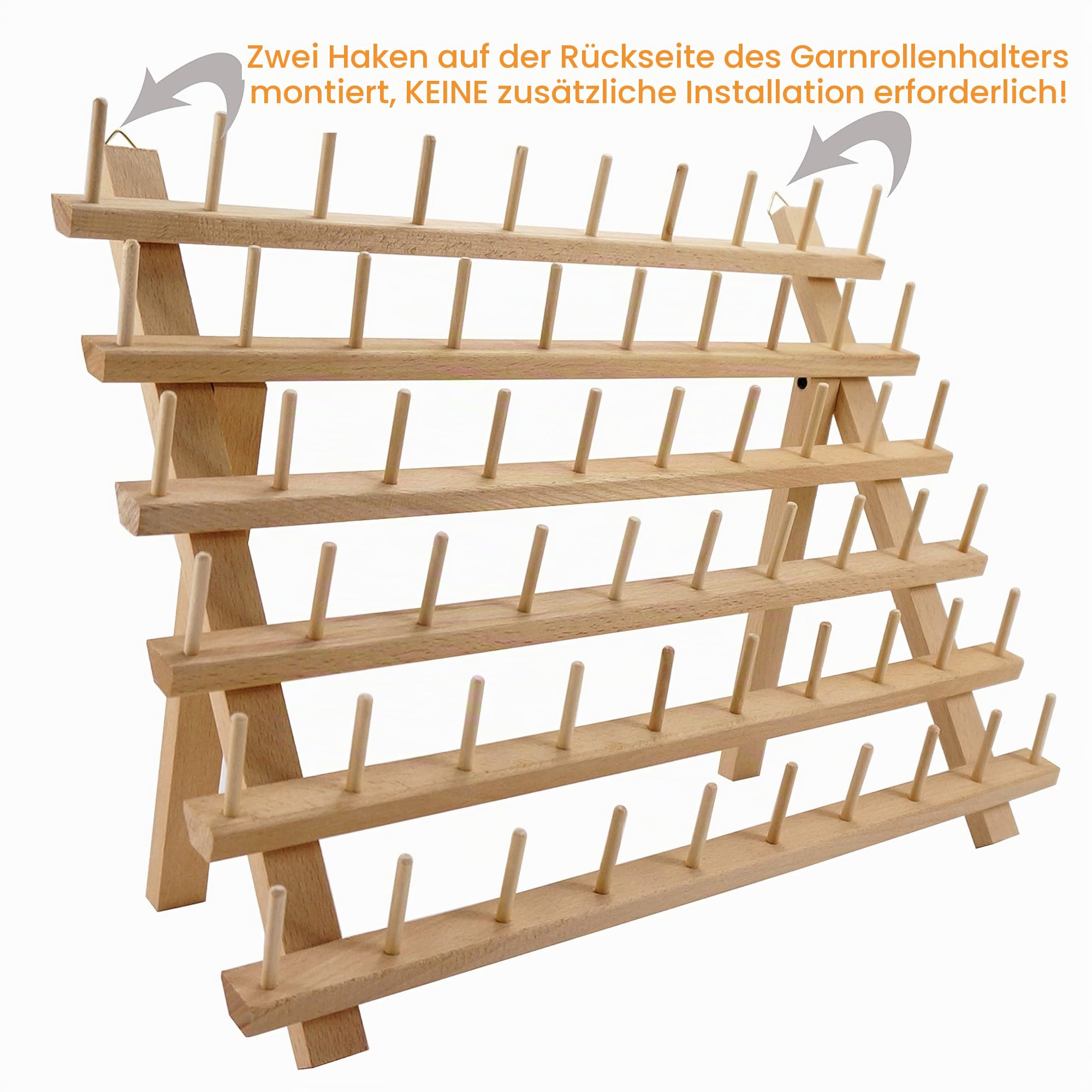 New brothread 4x60 Spulen Holz Fadenhalter/Garnhalter/Fadenspulen Organizer mit Haken zum Aufhängen für Stickerei, Quilten, Nähen, Haare Flechten
