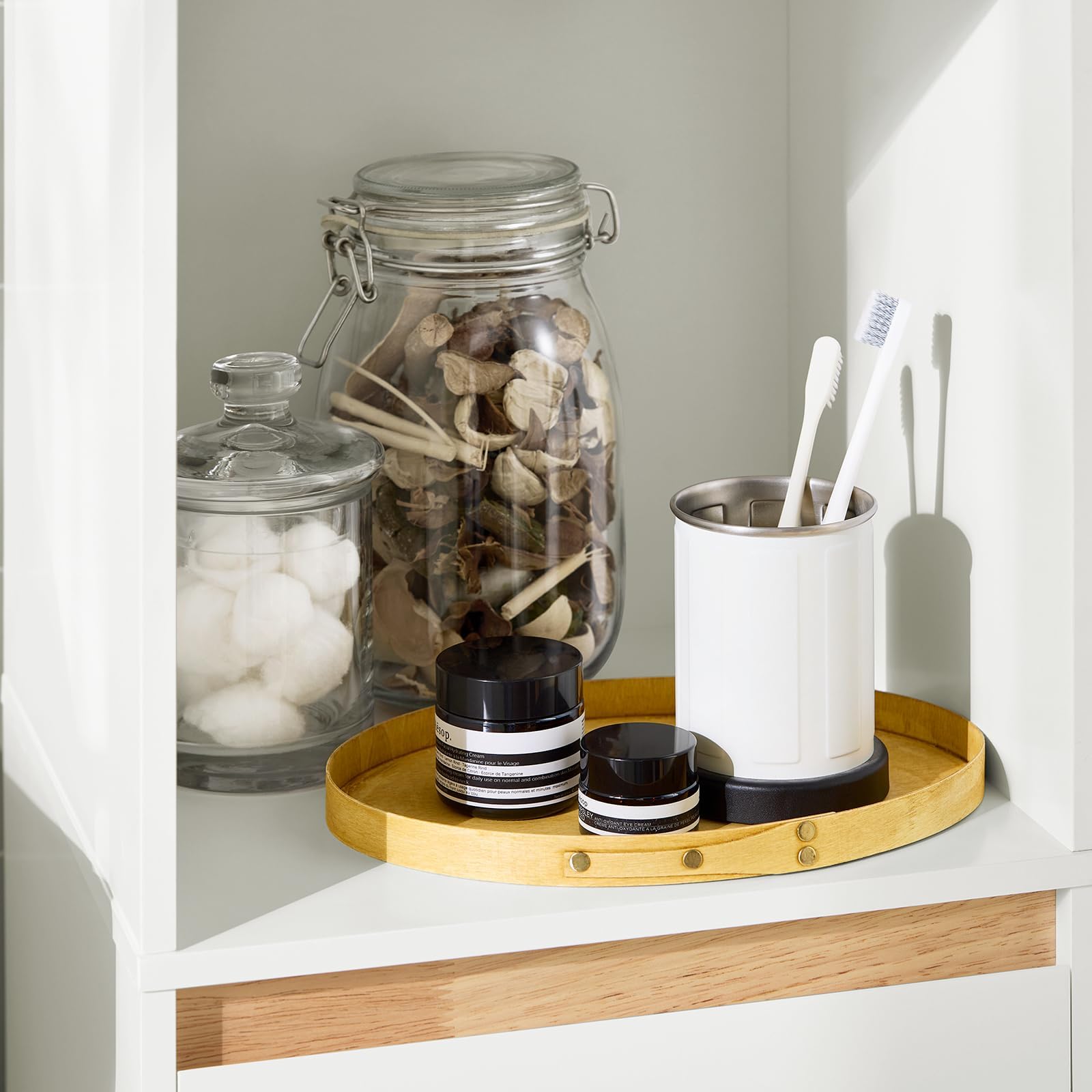 SoBuy Mobile Colonna Bagno Salvaspazio con 1 Cassetto, 1 Ripiano Aperto e 2 Ante – Armadietto Alto e Stretto per Bagno, WC o Lavanderia, Bianco 35x33x170cm BZR80-W