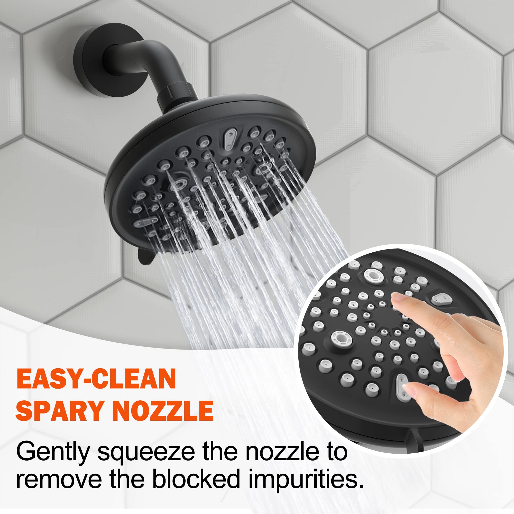 Gabrylly Shower Tub Kit, Tub and Shower Faucet Set with 9-Setting Rain Shower Head and Tub Spout, Single-Handle Tub and Shower Trim Kit, Shower Valve Include,Matte Black