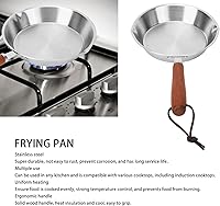 Vista 2 de Sartén de acero inoxidable, sartén antiadherente con mango de madera, sartén para huevos para cocina de inducción de restaurantes domésticos (4.7 in)