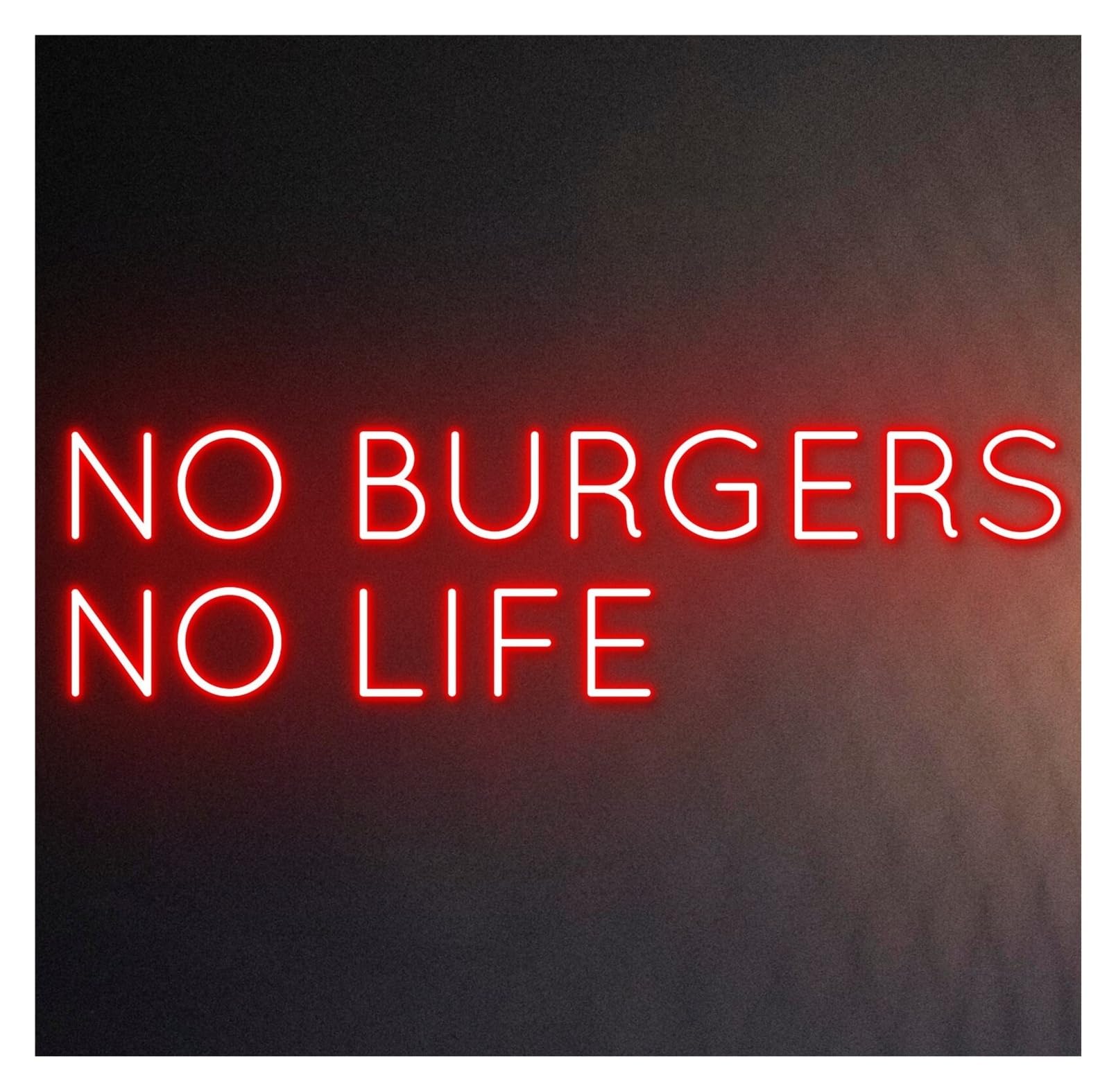RONGCH Hanging Art Neon Signs No Burgers No Life Neon Sign Burger Fast Food Room Wall Decor Restaurant 50cm