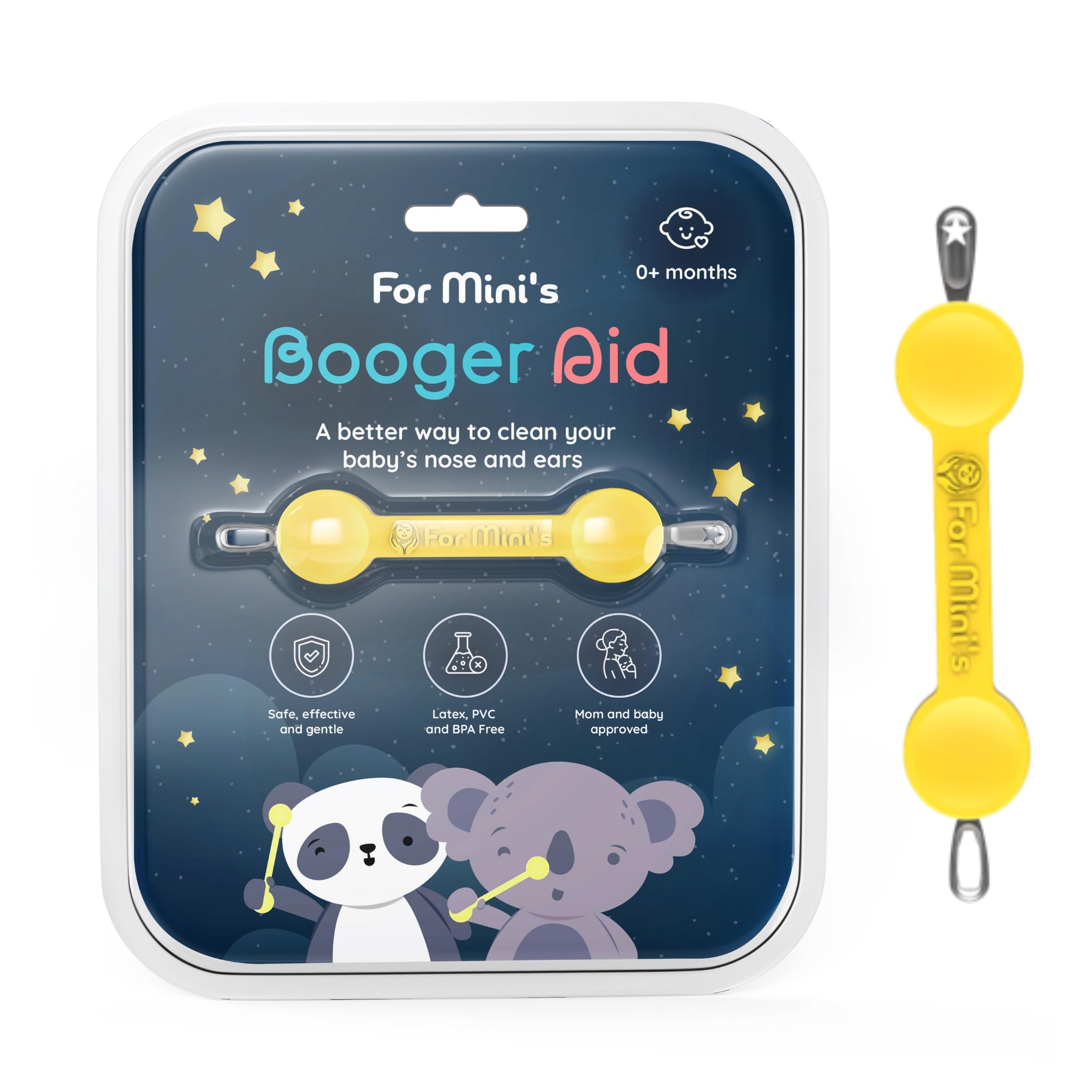For Mini’s Booger Aid - Gentle, Safe, and Non-Toxic Nose and Ear Cleaning Tool for Infants and Toddlers (Yellow, Small)