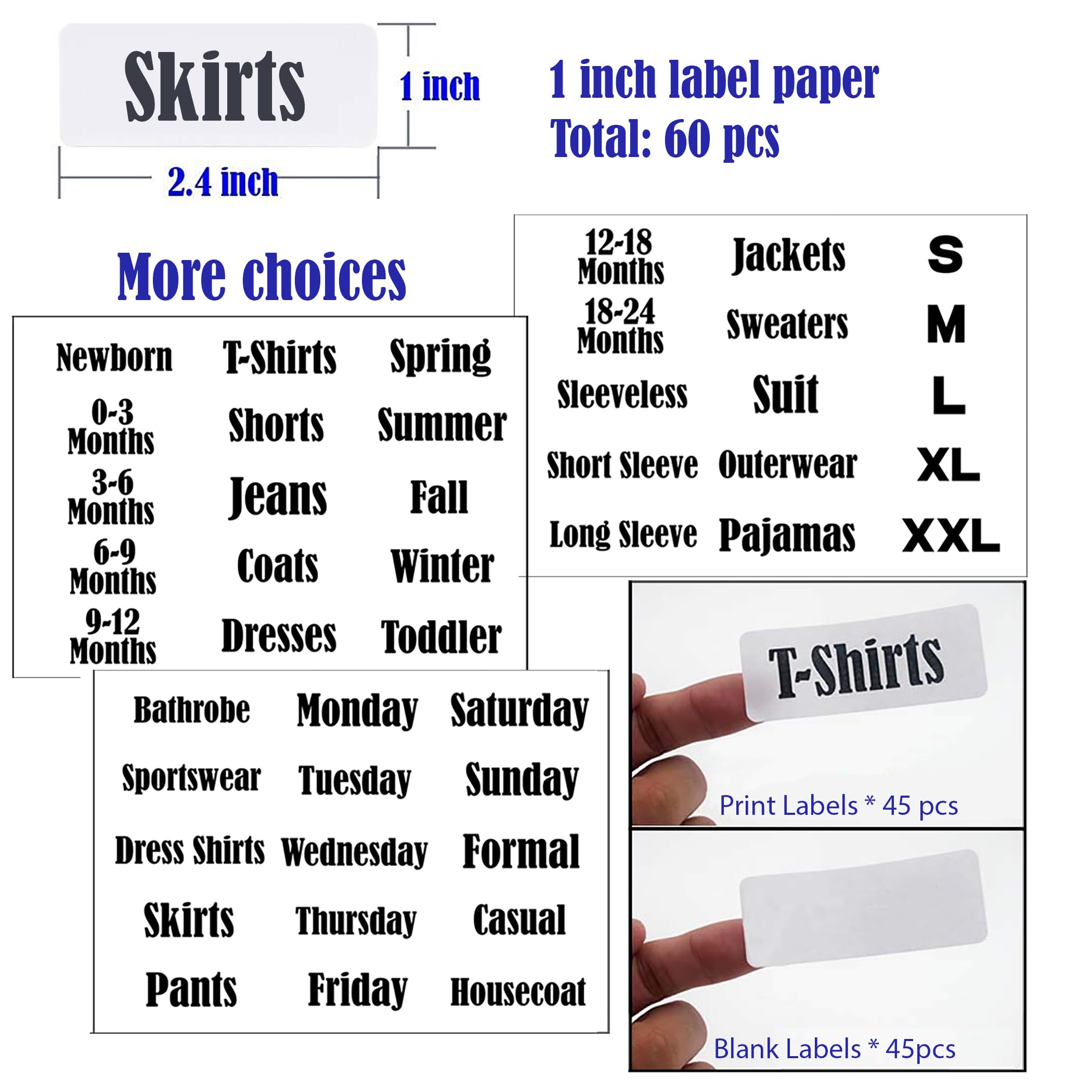 DMLNN 10 Pack White Clothing Rack Size Dividers Plus 60 Labels (1 Inch) and 16 Large Blank Labels, Large Rectangular Clothing Closet dividers (Pearl White): Purple 10 PACK