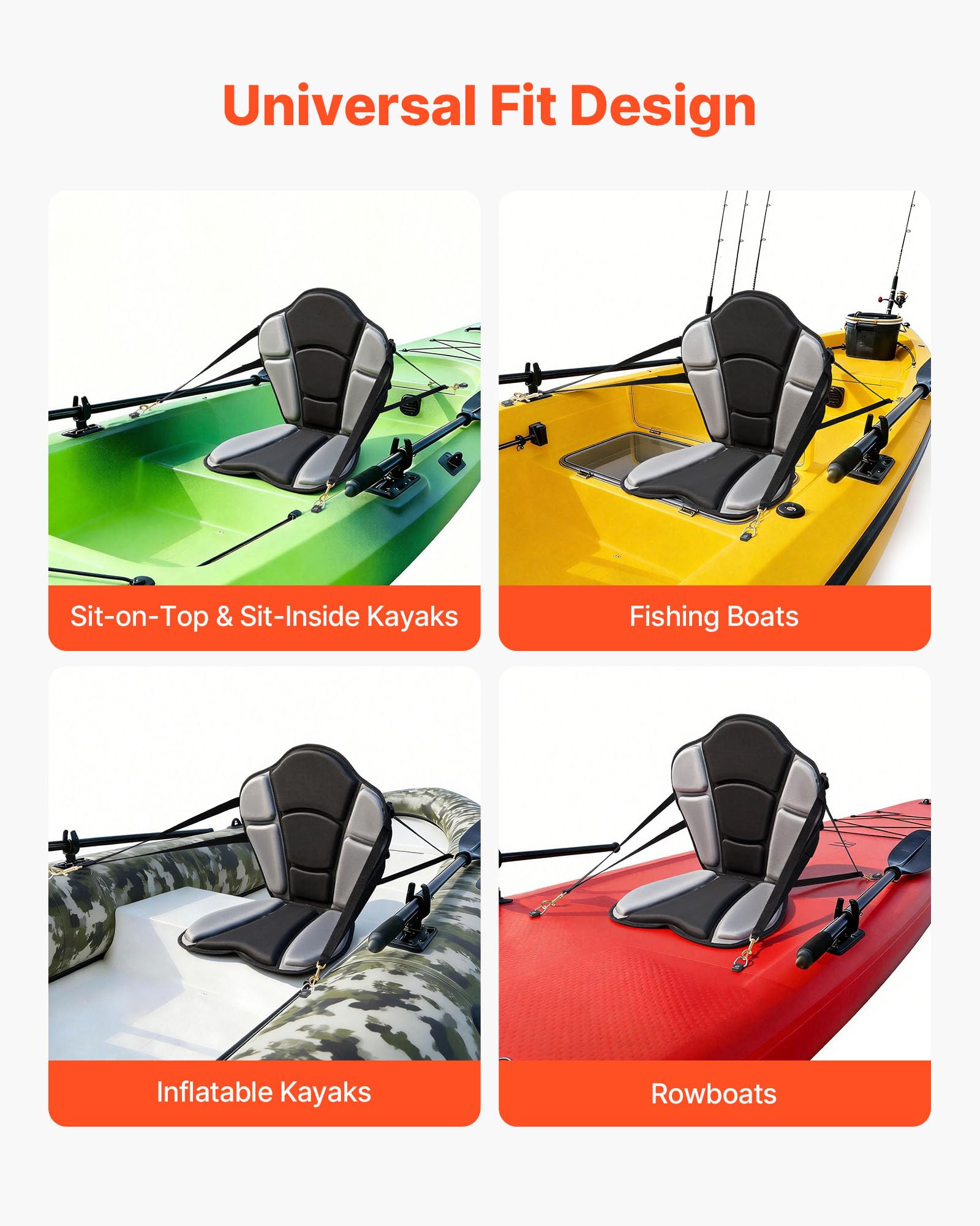 VEVOR Sedile per Kayak 1 pz Sedile con Schienale per Kayak Gonfiabile Spessore 31 mm Sedia con Schienale per Canoa Barca Paddleboard con Borsa Portaoggetti Cinghie Regolabili per SUP Barche da Pesca