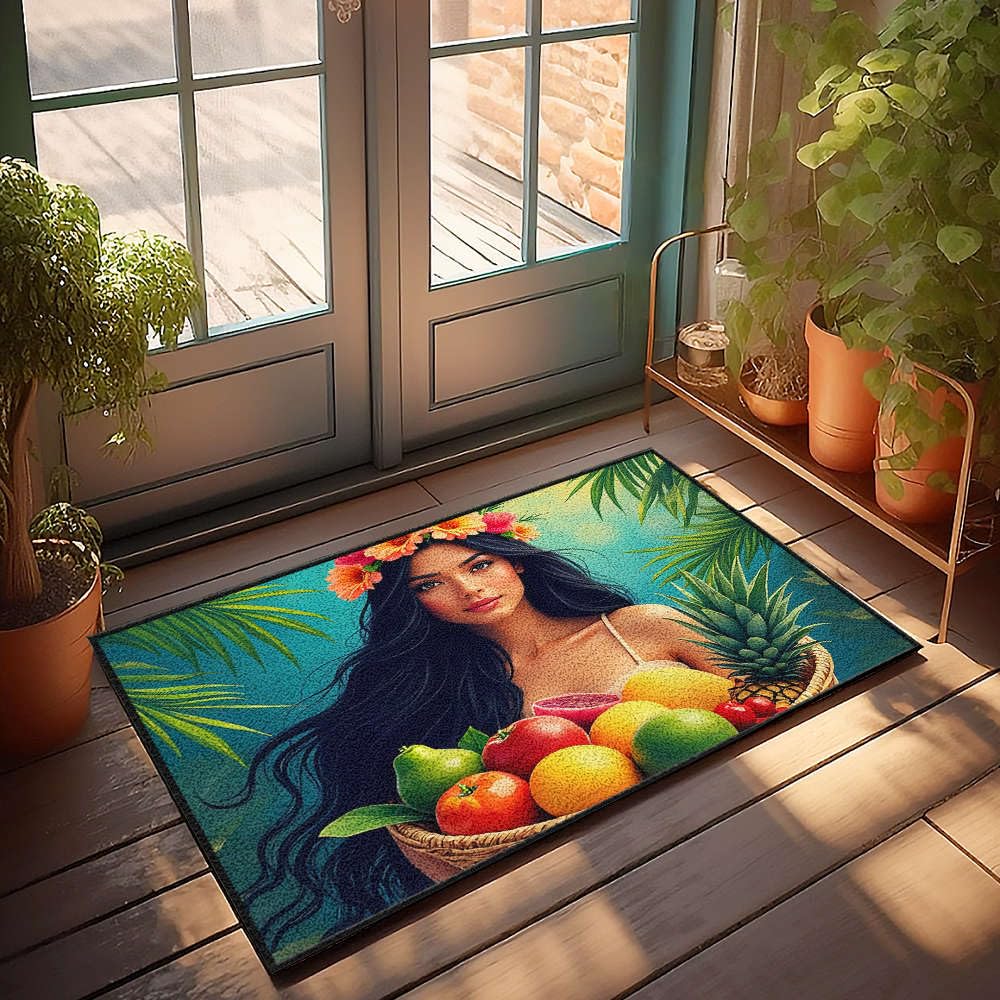 Tapis de porte intérieure fruits tropicaux pour entrée et chambre