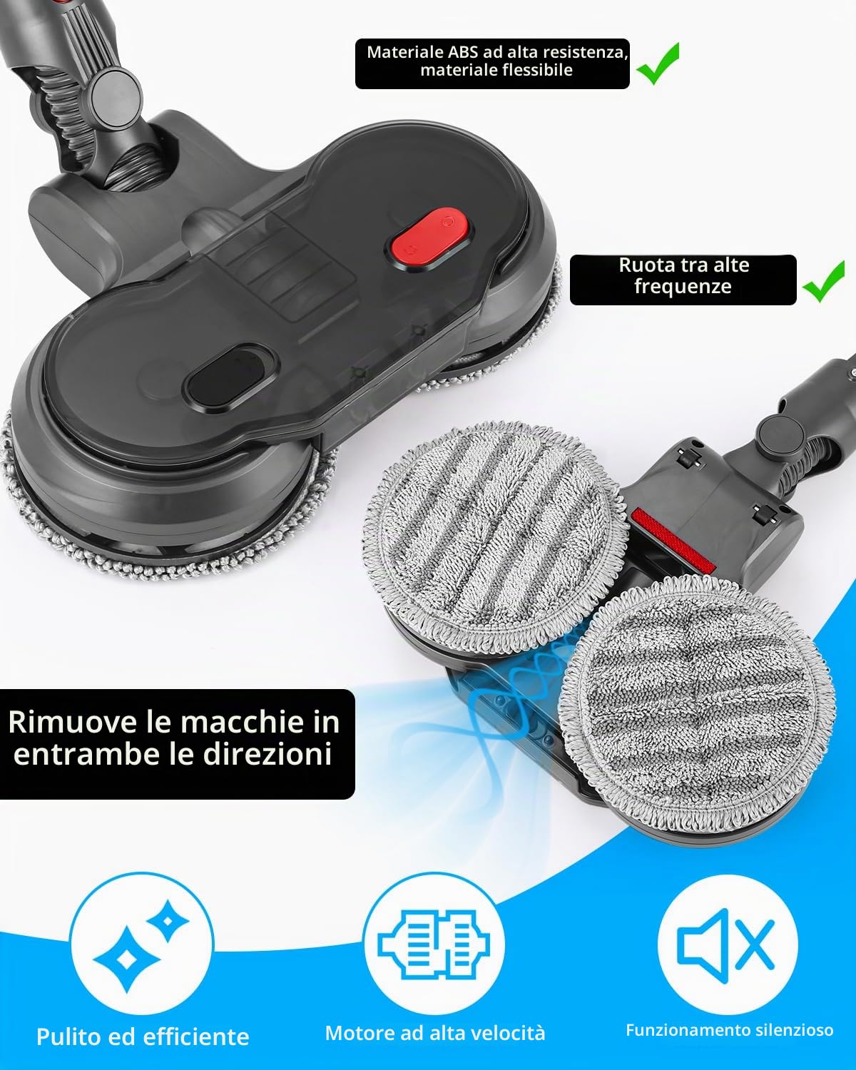 Mocio Pavimento Elettrico Accesorios per Dyson,Testa di Mocio Elettrico per Dyson V7/ V8/ V10/ V11 Aspirapolvere con Serbatoio dell'acqua Rimovibile,6 Pezzi Lavapavimenti e Contenitore di Riempimento