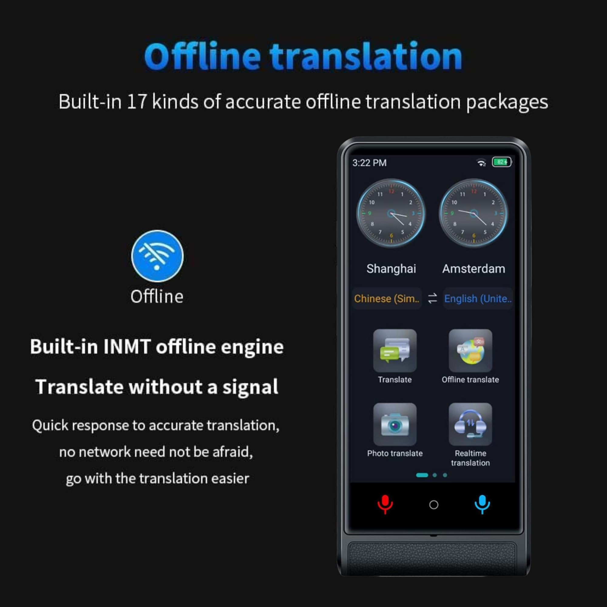 Traducteur Vocal Instantane 2026, Ecran Tactile 4 Pouces, Alliage d'Aluminium, 142 Langues en Ligne 22 Hors Ligne, Traducteur IA