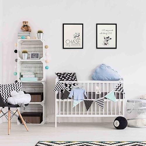 Vista 22 de Disney Mickey y Minnie Mouse You Are My Happy Place - Decoración de pared de madera enmarcada - Bonita imagen de Mickey Mouse Rojo/gris