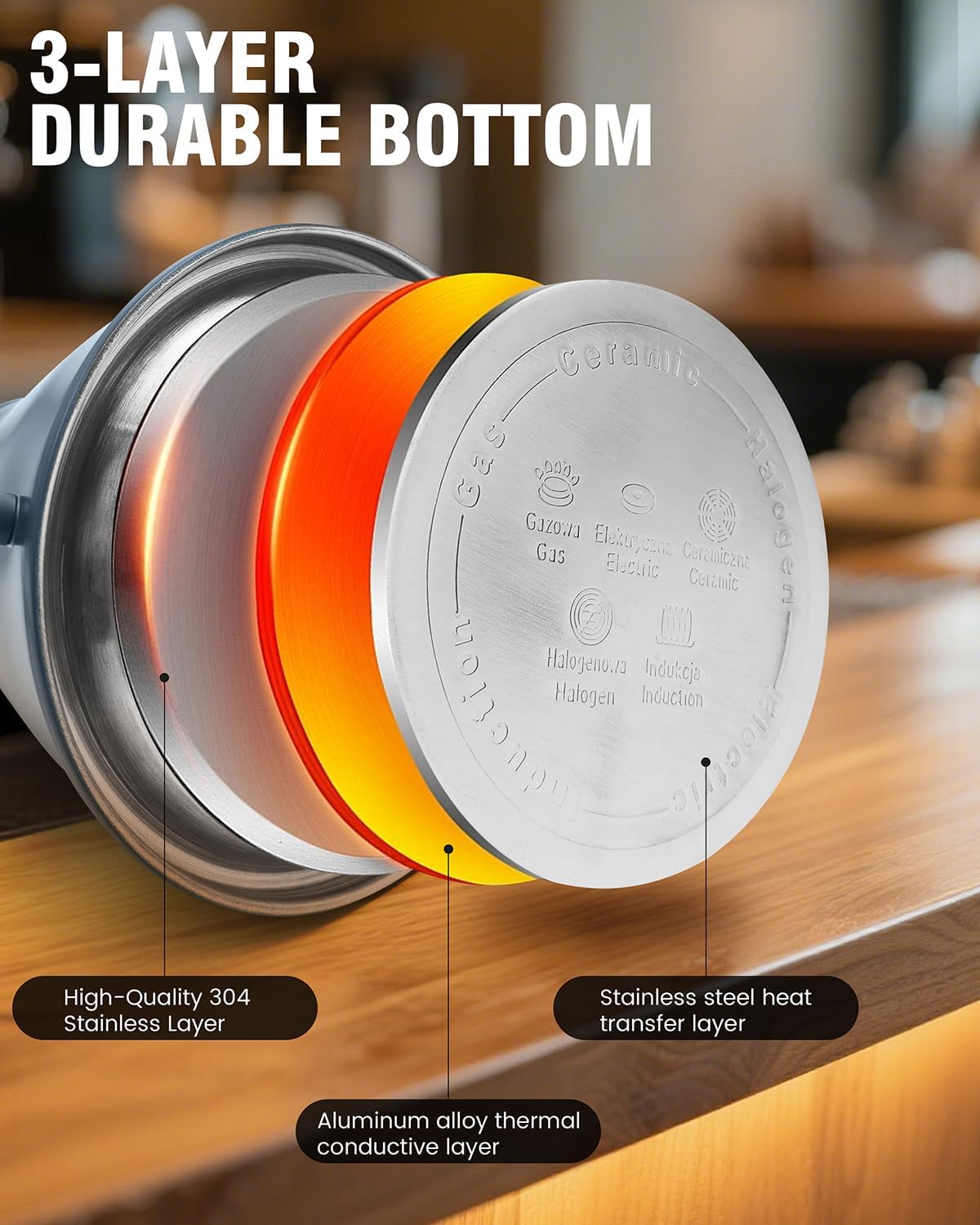 Gooseneck Kettle Stovetop with Thermometer for Durable 3-Layer Base，Pour Over Kettle Stainless Steel Tea Kettle Compatible with all Stove Tops (Blue, 37 fl oz)