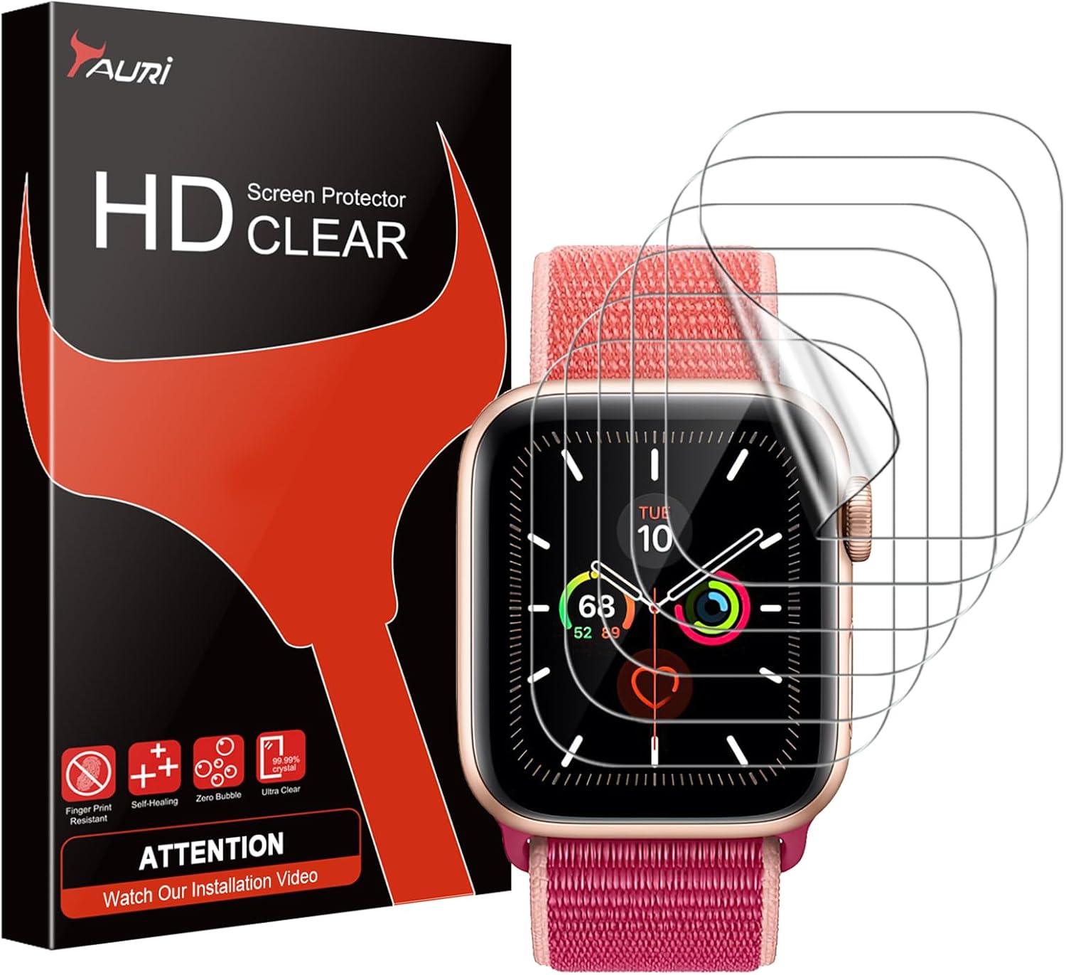 TAURI 6 Pack Screen Protector Designed for Apple Watch Series 9 8 7
