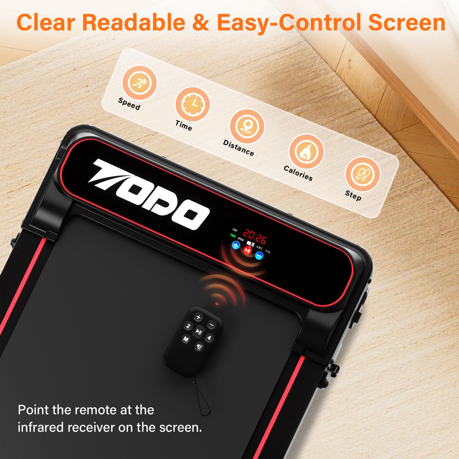 TODO Elettrico Tapis Roulant Walking Pad con 5% Inclinazione & Apps | 1-6 km/h Tapis Roulant da Casa & Ufficio, 3.0HP Treadmill Mini Compatto Tapirulan con Telecomando e LED Display