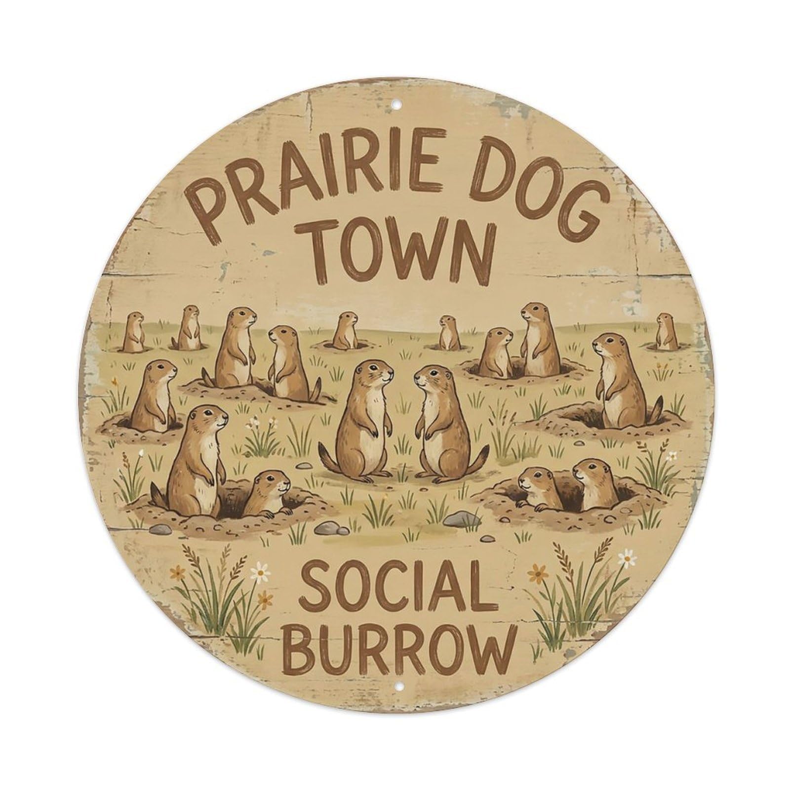 Cxhjca 8X8inch(20X20cm) Prairie Dog Town Social Burrow Metal Tin Sign