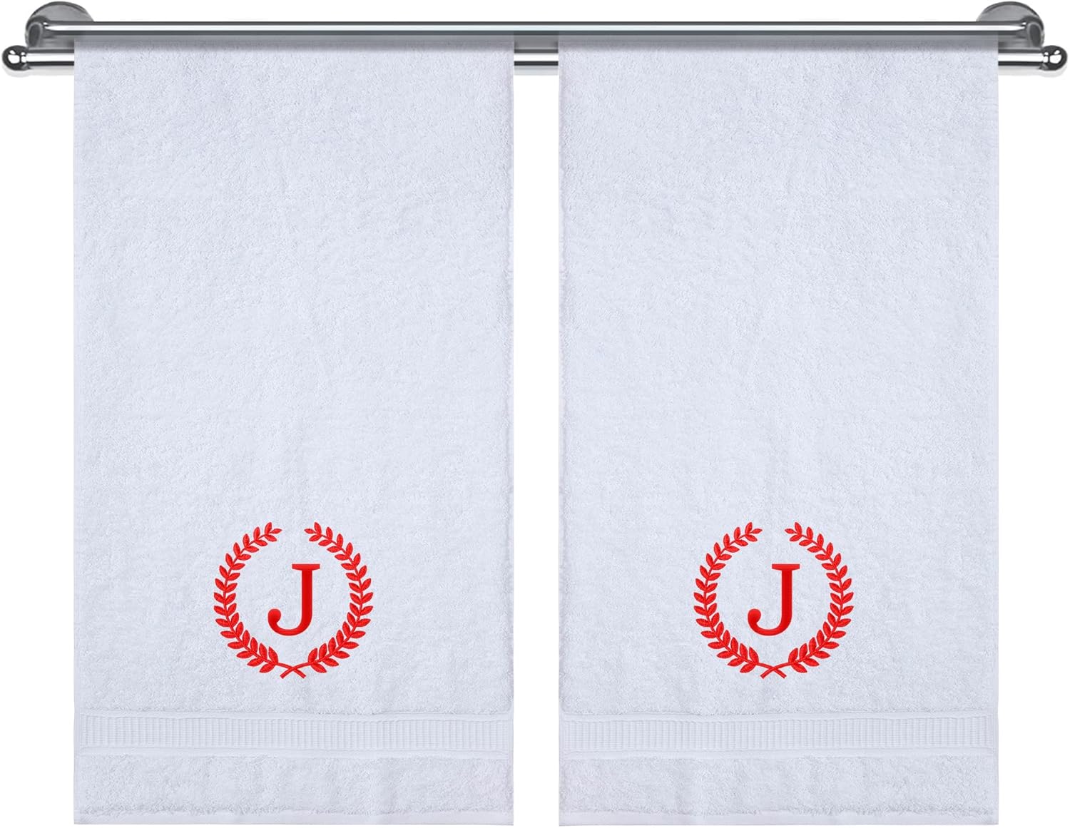 Monogrammed Hand Towels for Bathroom, Decorative Embroidered, Personalized Gift Sets, Soft & Absorbent, 100% Turkish Cotton Customized 2 Piece Hand Towel Set for Face, Dorm, Gym & Spa, White