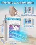 Portatif Air Conditionneur, 4-in-1 Évaporatif Air Cooler, ventilateur de refroidissement personnel avec 3 Vitesses, 2 Modes d'arrêt, 7 LED Lumière de nuit, 2-4H Heurerie (blanc)