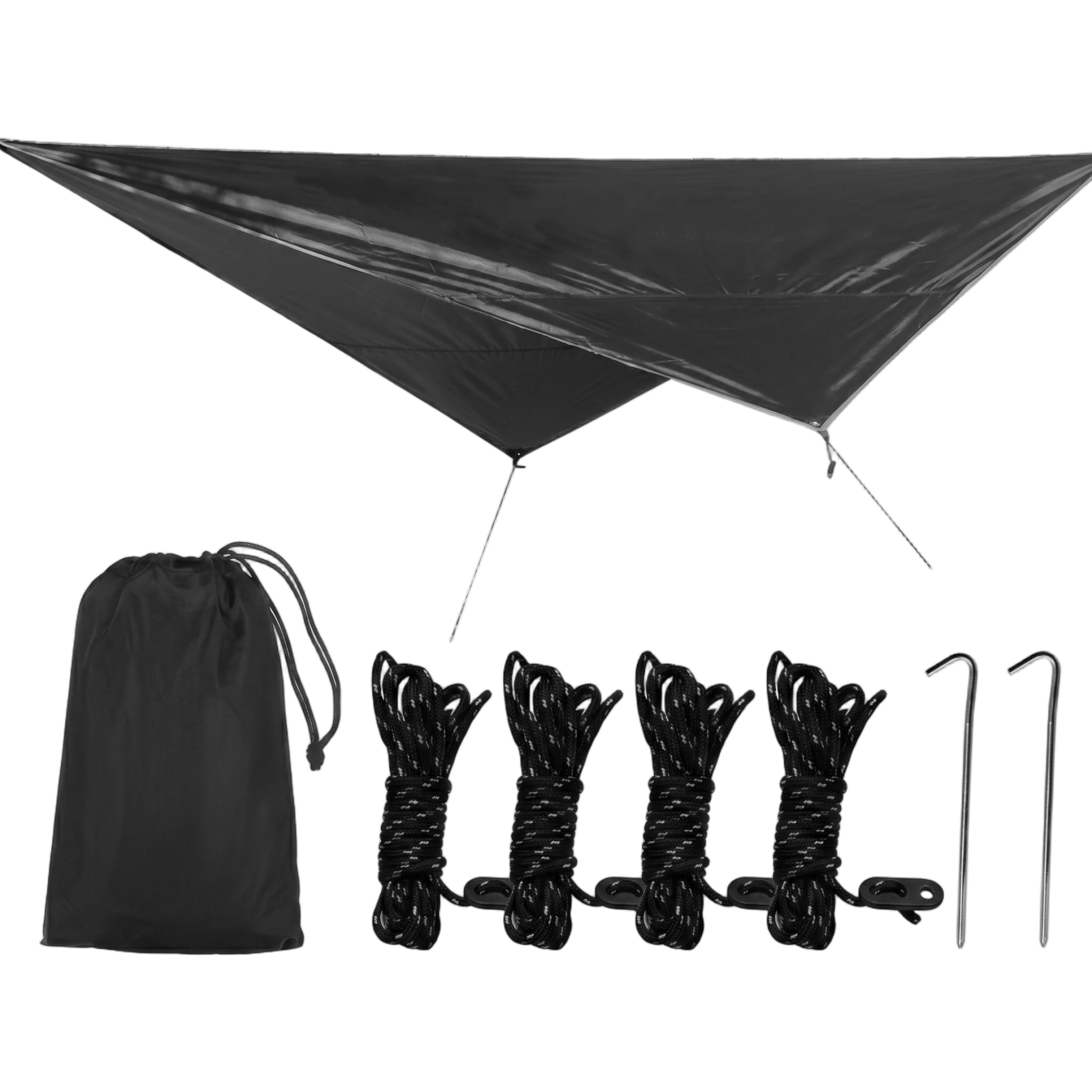 Camping Tent Tarps Sun-protective Tent Tarp, 210D Oxford Cloth Outdoor Camping Shade Shelter, Black, 125.98x98.43inch.