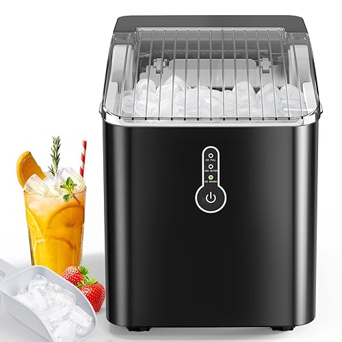 Máquina de hielo para encimera, máquina de hielo portátil con autolimpieza, 26 libras24 horas, 9 cubos en 8 minutos, operación con un solo clic,