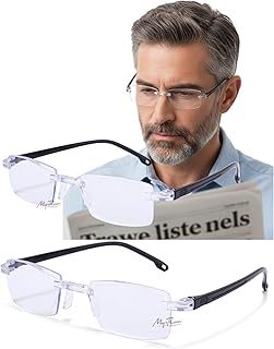 myreen One Power Auto Focus Rimless Reading Glasses for Men &amp; Women | +0.5 to +2.5 Power Flex Focus Blue Light Blocking Sp...