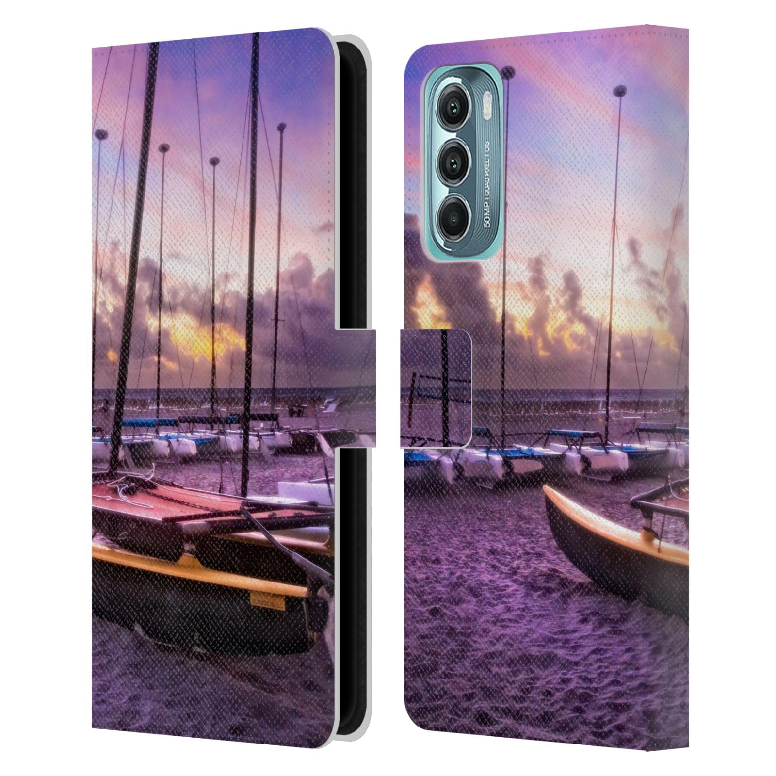 Head Case Designs Officially Licensed Celebrate Life Gallery Cats at Dawn Beaches 2 Leather Book Wallet Case Cover Compatible with Motorola Moto G Stylus 5G (2022)
