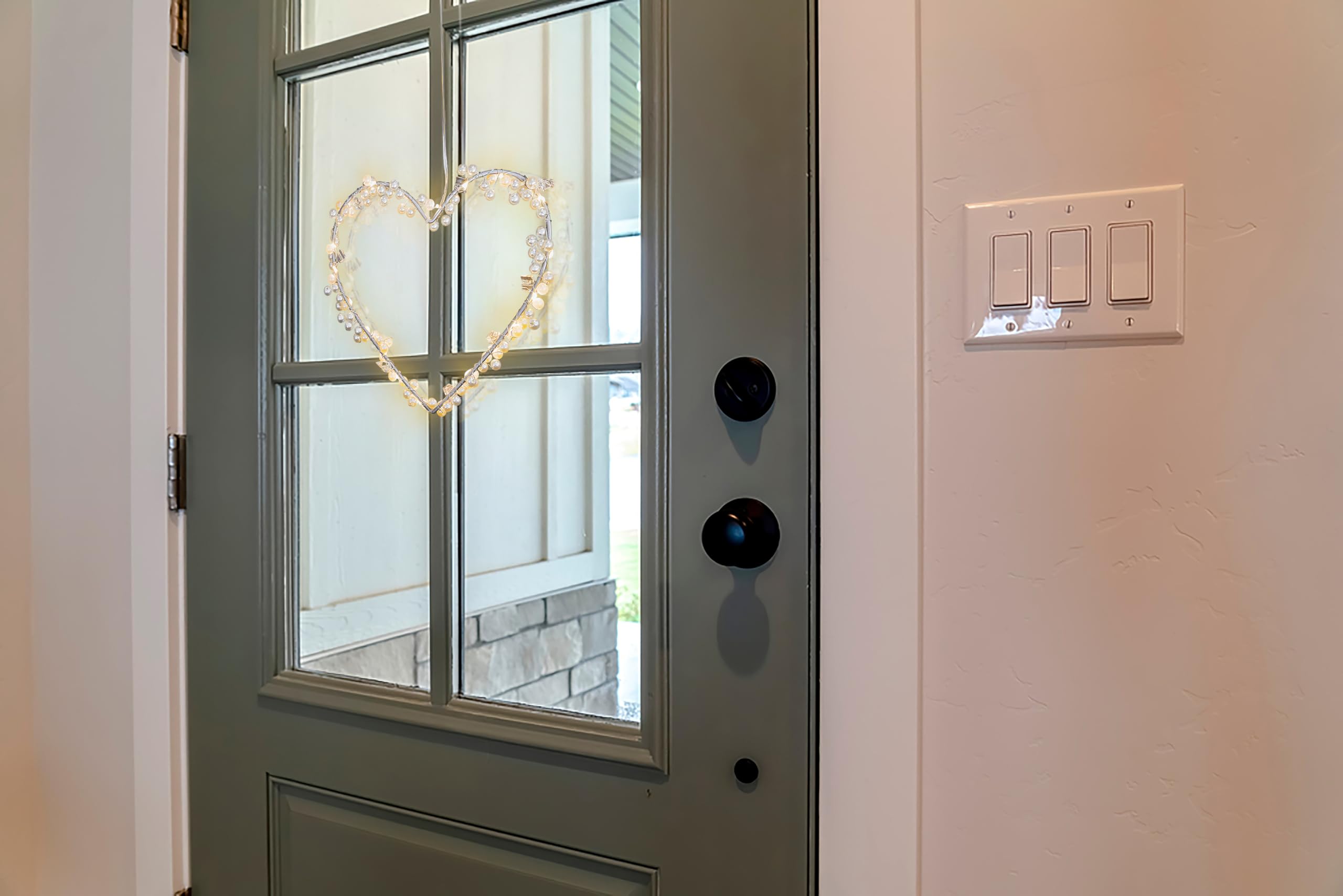 3 luci a LED per finestre con ventose, luci a forma di cuore, per finestra, decorazione a forma di cuore, luce bianca calda, per San Valentino, Pasqua, Ramadan