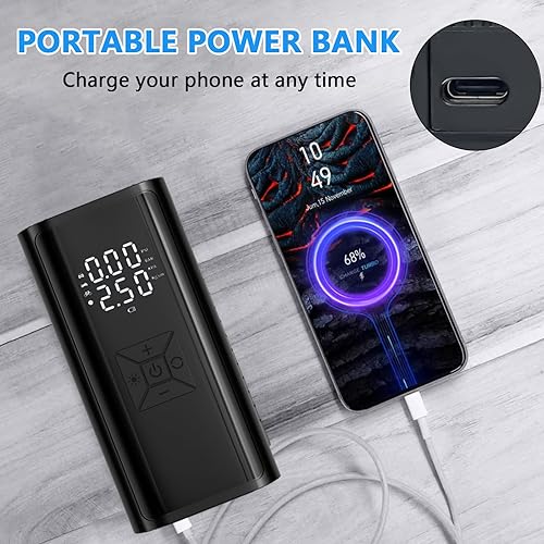 Miniatura 7 de Compresor de aire portátil para inflador de neumáticos, bomba de aire pequeña CC de 12 V para neumáticos de automóvil, bomba eléctrica de neumáticos