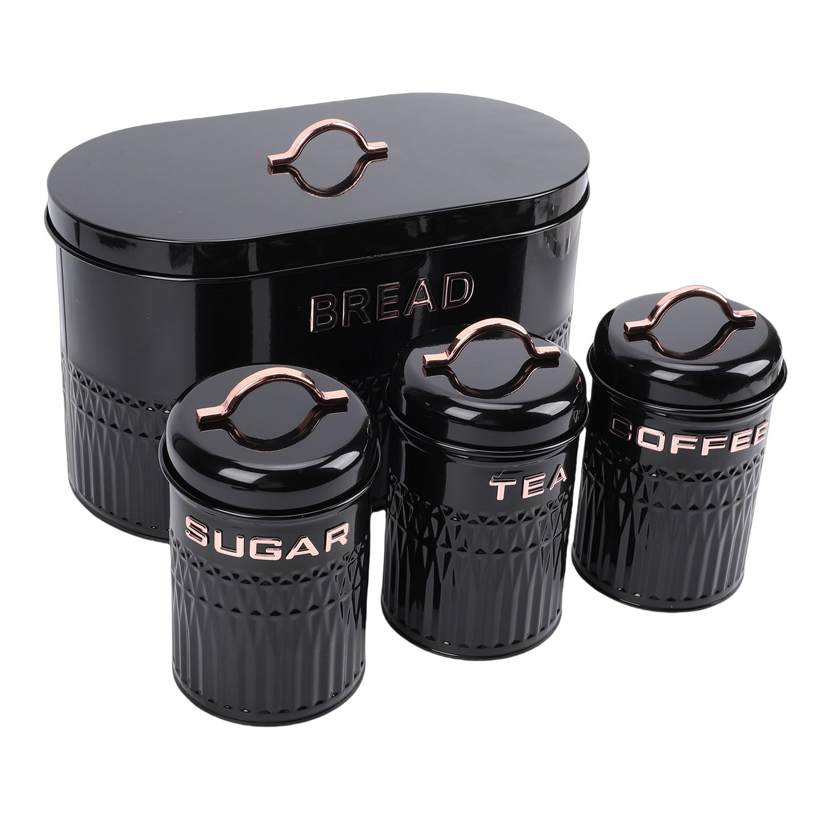 SIXRUN Set Portapane e Contenitori Dal Design Elegante per la Soluzione di Stoccaggio da 4 Pezzi in Ferro per Uso Alimentare da Bancone della (BLACK)