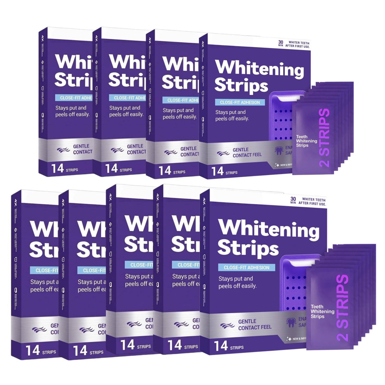 Strisce bianche viola teeth whitening, Effectively removes stains, safely whitens coffee/tea/red wine stains, does not damage teeth. utilizzando tecnologia purple, adatto per la teeth sensitive.
