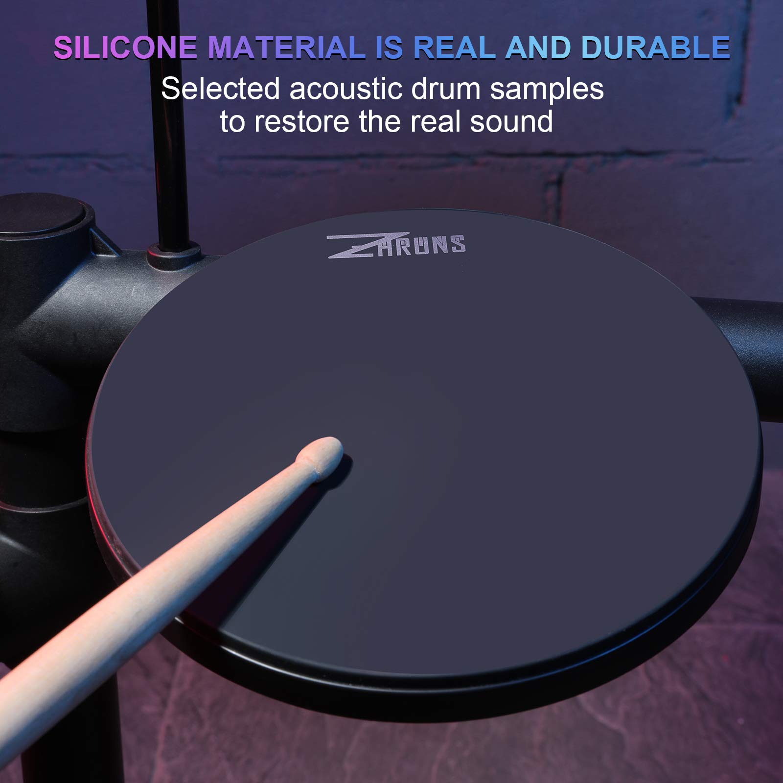 ZHRUNS Electric Drum Set Electronic Kit with 4 Drums 3 Cymbals,254