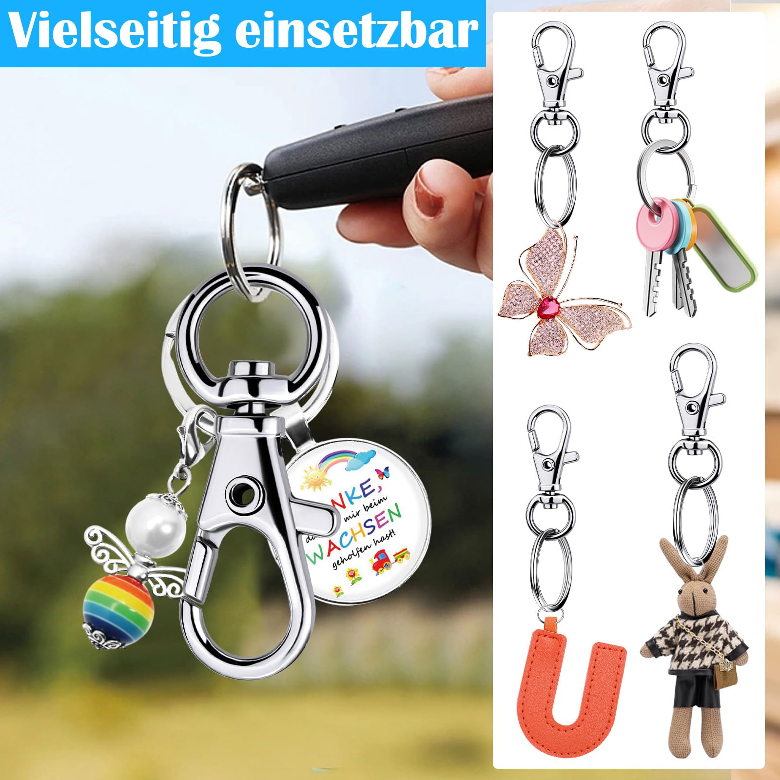 Lot De 100 Porte-clés - 50 Mousquetons + 50 Anneaux - Fermoirs Pour Fabrication Bijoux, Clés, Accessoires - Alliage De Zinc - 7