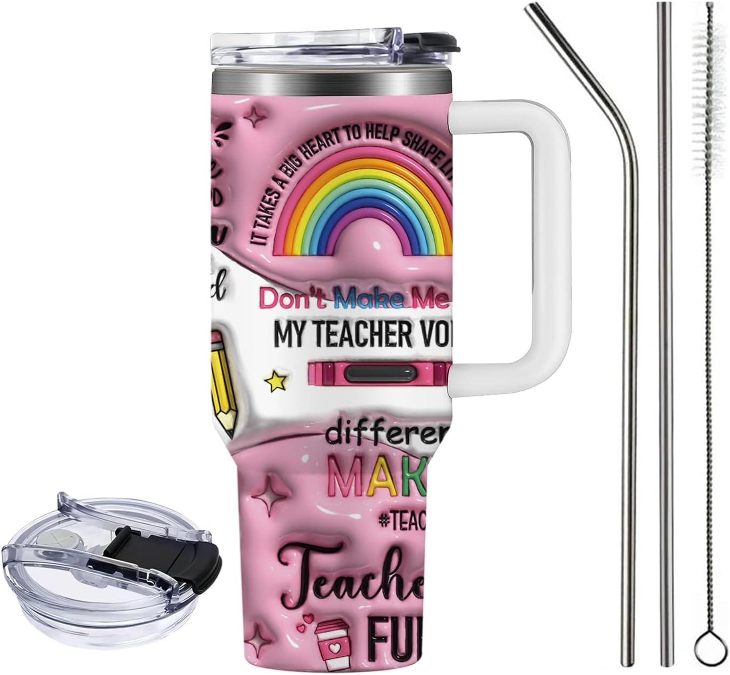 Teacher Appreciation Gifts, Birthday Gifts for Teachers Tumbler 40oz, Teacher Gift for Women Coffee Travel Cup, Best Teachers Gift for Teacher's Day Graduation Back to School Christmas, Pink - Image 3