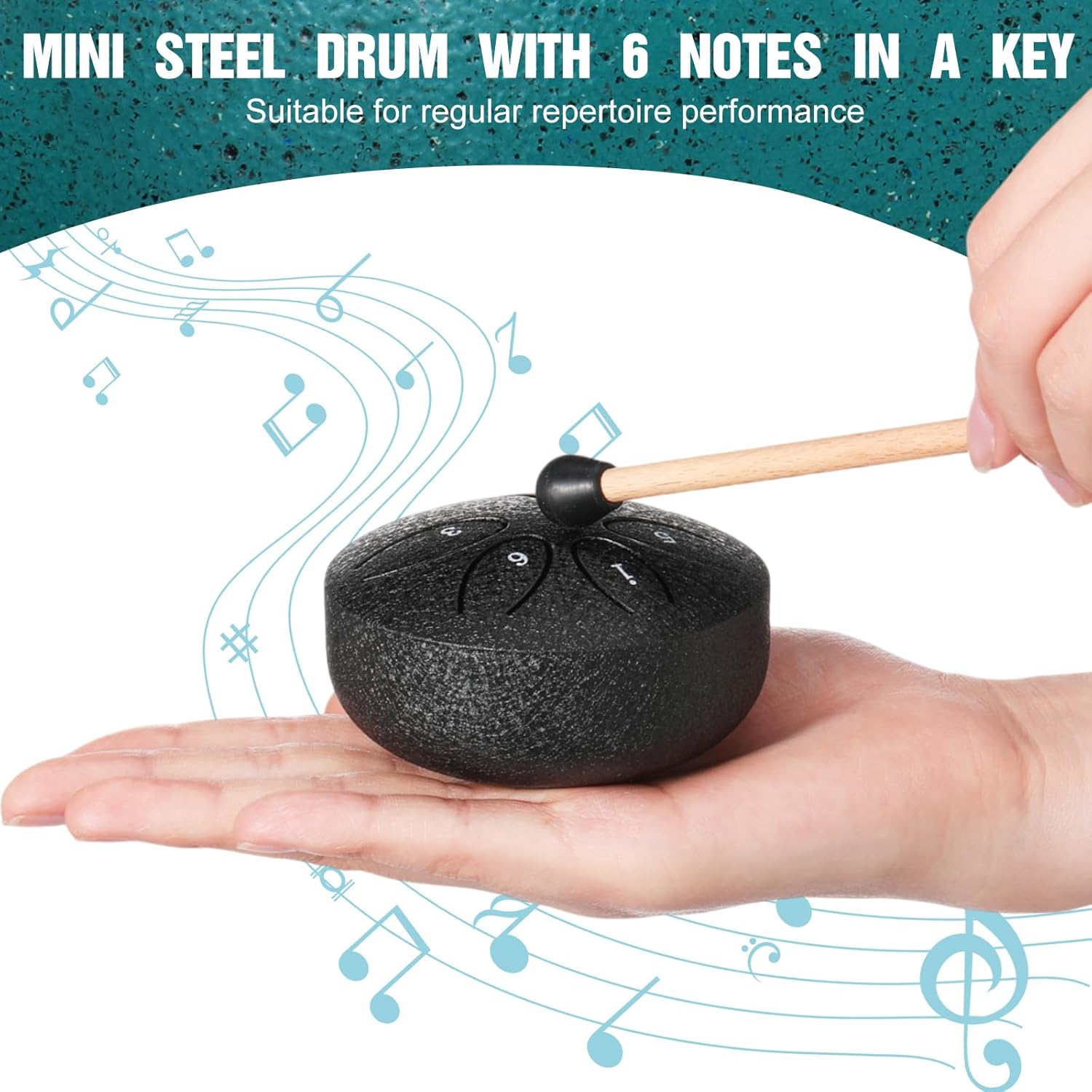 3 Pcs Rain Drum for Outside Garden, Rain Chimes Steel Tongue Drum 3 Inch 6 Notes Musical Instruments with Cloth Bags and Mallets Chakra Tongue Instrument(Green，black，navy Blue)