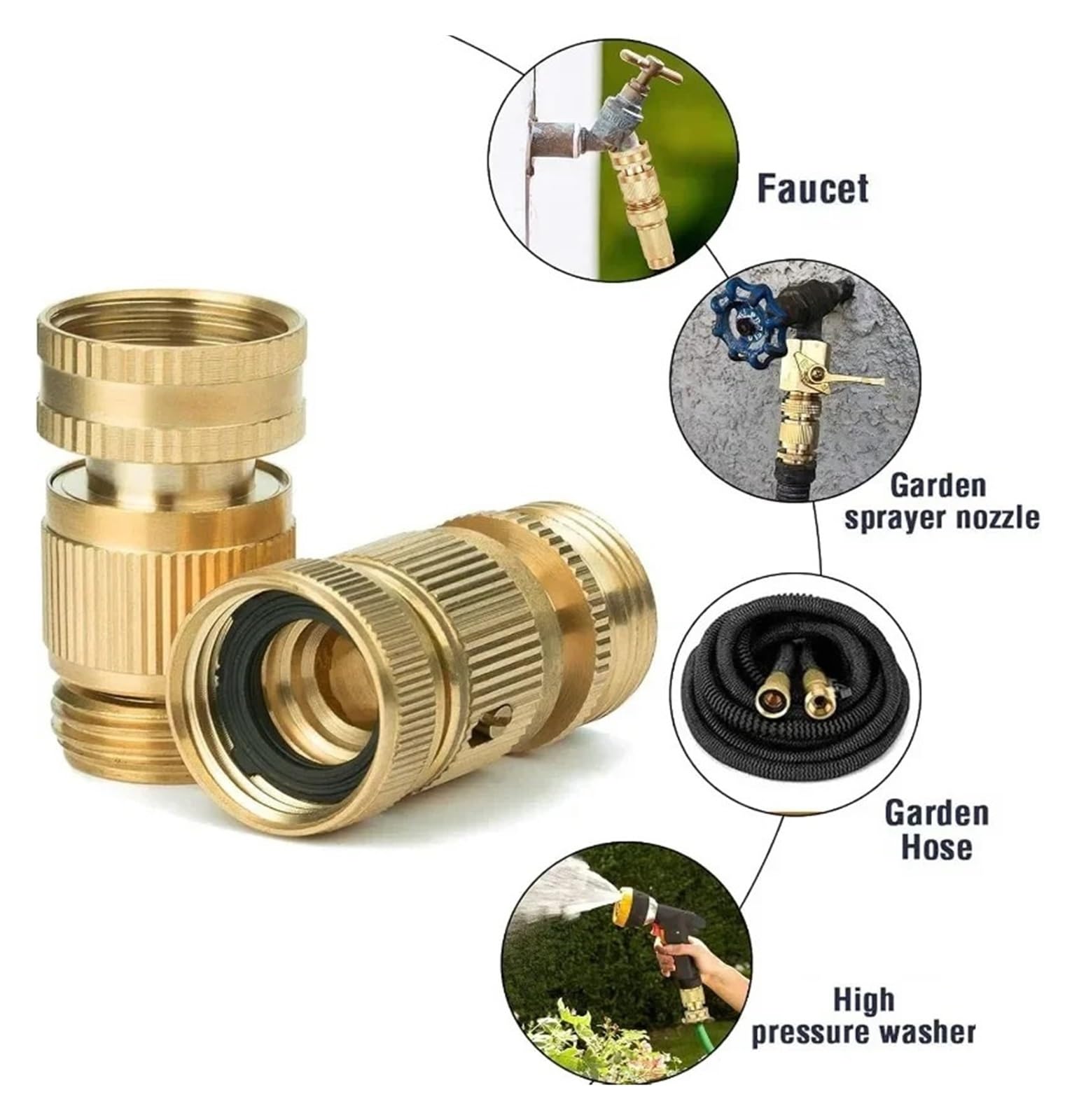 10/1x manguera de latón 4/6 conector rápido tetinas rosca riego hortícola acoplamiento grifo conectores adaptadores pistola jardín(Quick connector,10PCS)