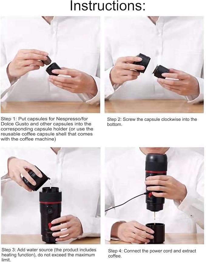 Cafetera Portátil de Cápsulas para Viajes y Auto con USB miniatura 6