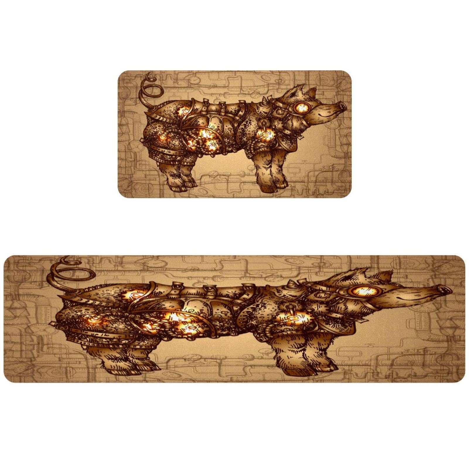 Tapetes de cocina Steampunk Pig VAPOKF para pasillo y cuarto de lavado