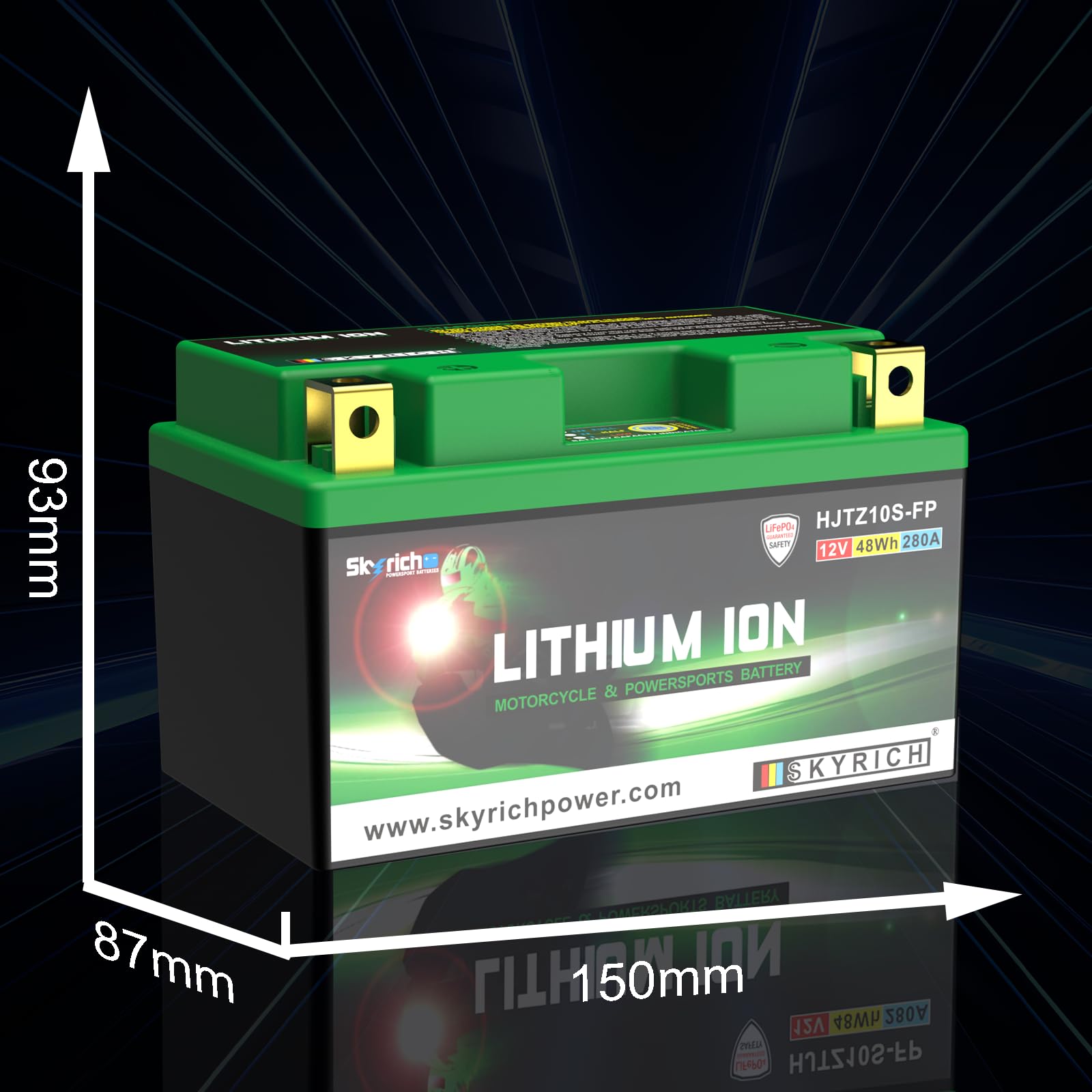 Skyrich - Batteria moto Litio YTZ10S-BS 12V 4Ah HJZ10