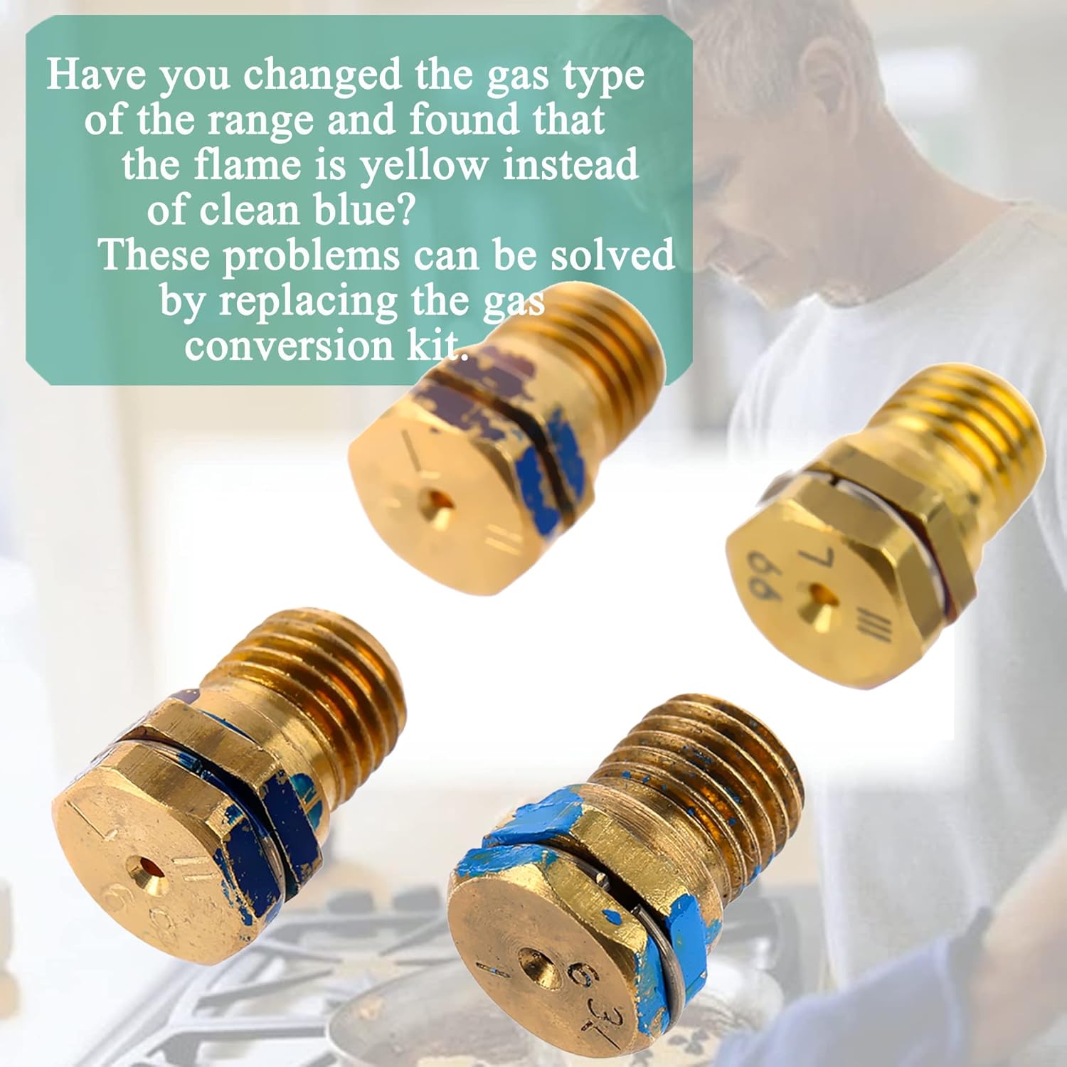 GE Range LP Gas Conversion Kit WB28K10556 Compatible With Kenmore General Electric Range Stove Cooktop, Replacement Part AP4368229 Replaces 1469119 AH2345630 etc. Brass With Instruction