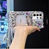 Funda para Samsung Galaxy A57 5G para mujeres con brillantina y diseño glamoroso | Funda Samsung A57 de lujo hecha a mano con diamantes, TPU suave con anillo y correa de cuentas, blanca 5