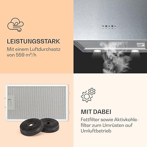 Miniatura 3 de Klarstein Monumenta - campana extractora, campana extractora, campana extractora de pared, aire de escapeaire recirculante, salida de aire de escape