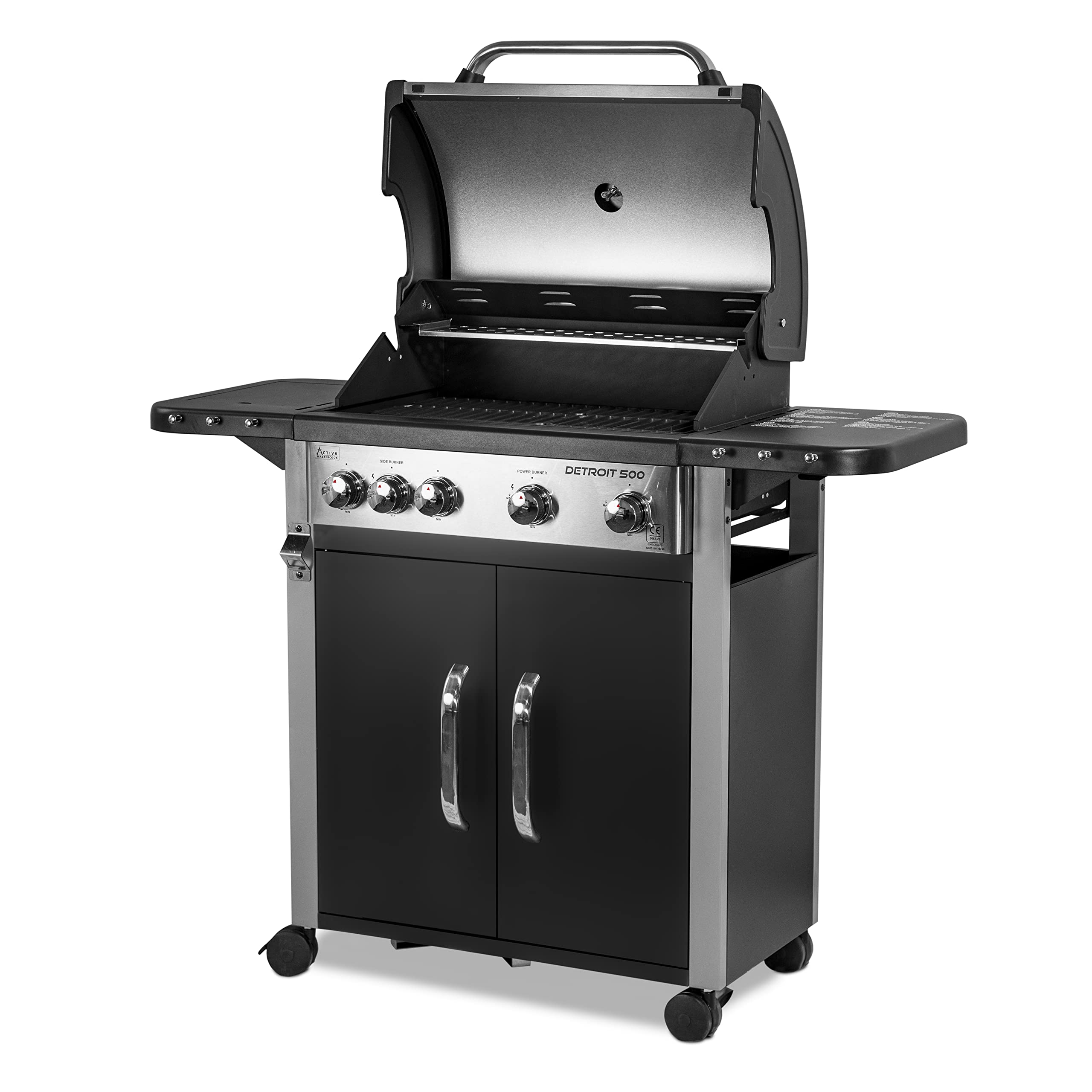 Activa Detroit 4 + 1 - Barbacoa de gas con ruedas con 4 quemadores