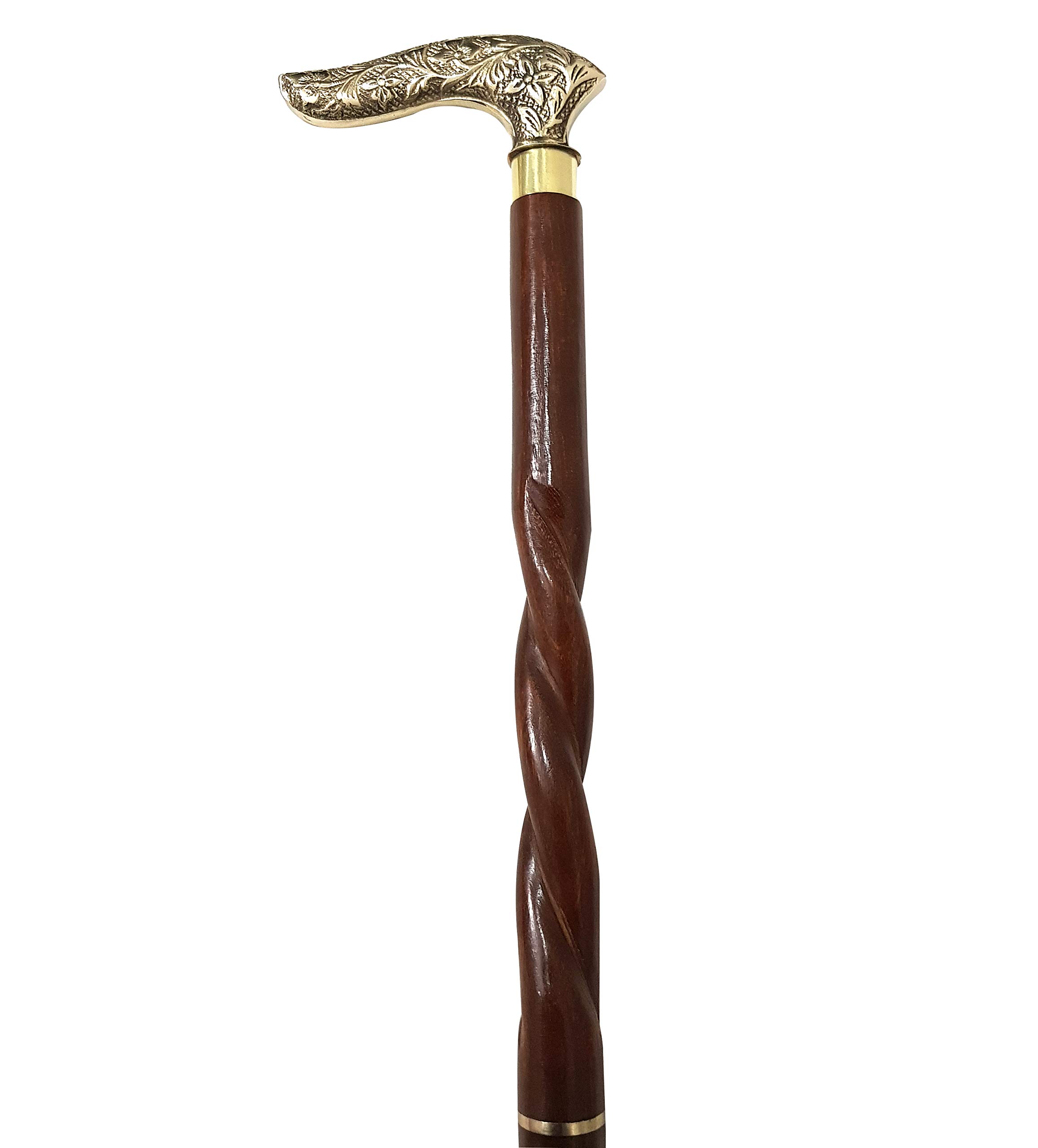 Buy Wooden Walking Cane Vintage Sticks Brown Fritz Nautical Brass