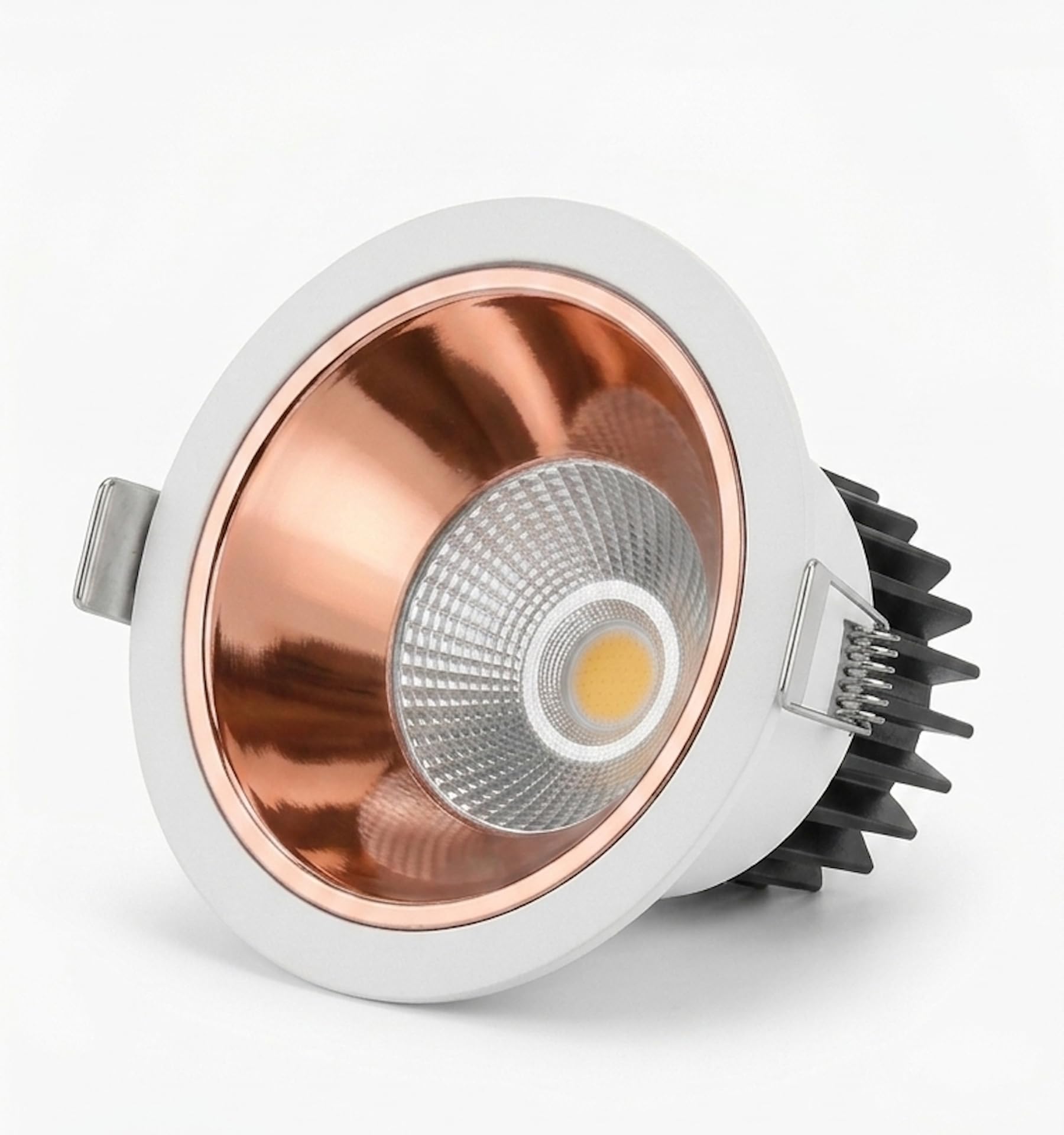 Aluminium 12W Metal COB Light - White Body with Rose Gold Reflector, High Glow LED Chip | 3" inch Cut-Out – Warm White 3000K | Pack of 1| LED Focus Light for False Ceiling-image-45