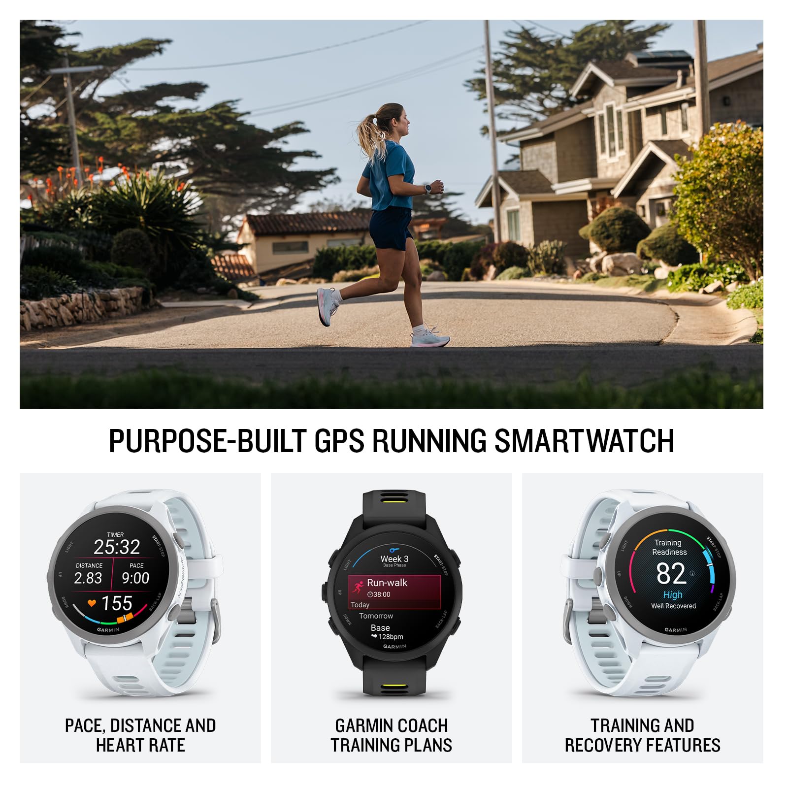 Garmin Forerunner® 170 Music, orologio da corsa GPS, statistiche di allenamento avanzate e informazioni sul recupero, oltre a memorizzare musica, verde con cinturino verde/limone