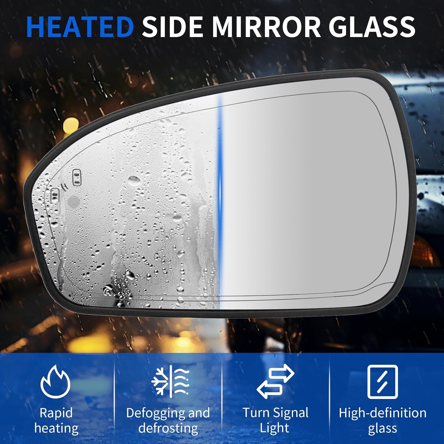 JINCHEN Driver Side Mirror Glass for Ford Fusion 2013-2020 Heated with Blind Spot Detection DS7Z17K707H DS7Z17K707A