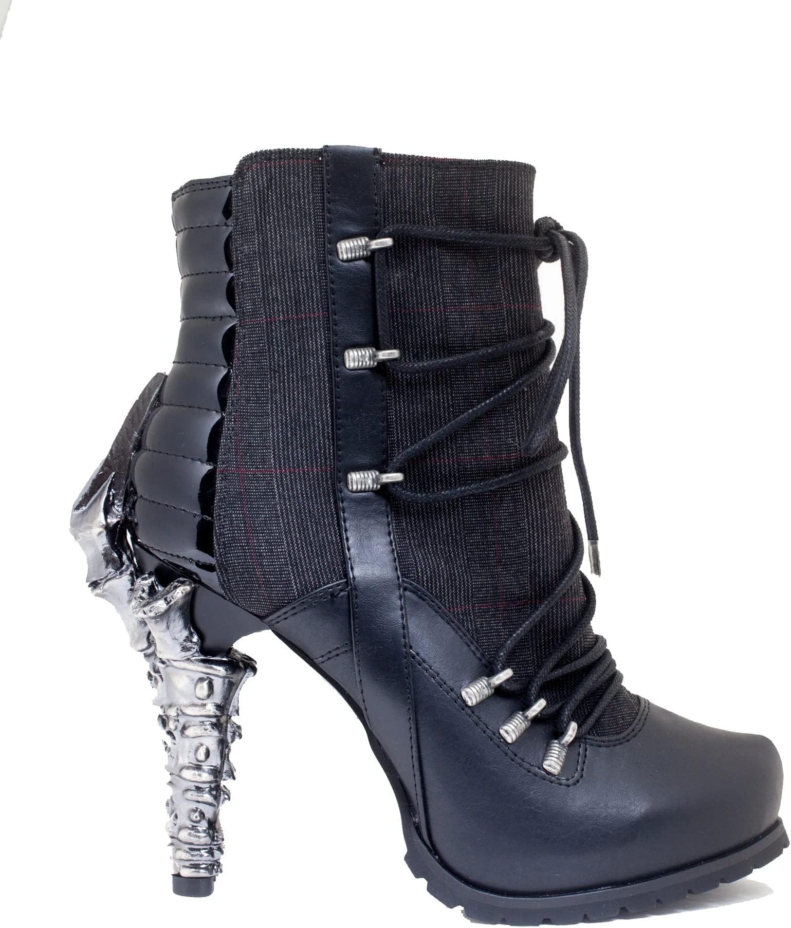 Hades Shoes - Shade Biker Inspired Ankle Boots w/Adjustable Front Laces 5.5 / Red