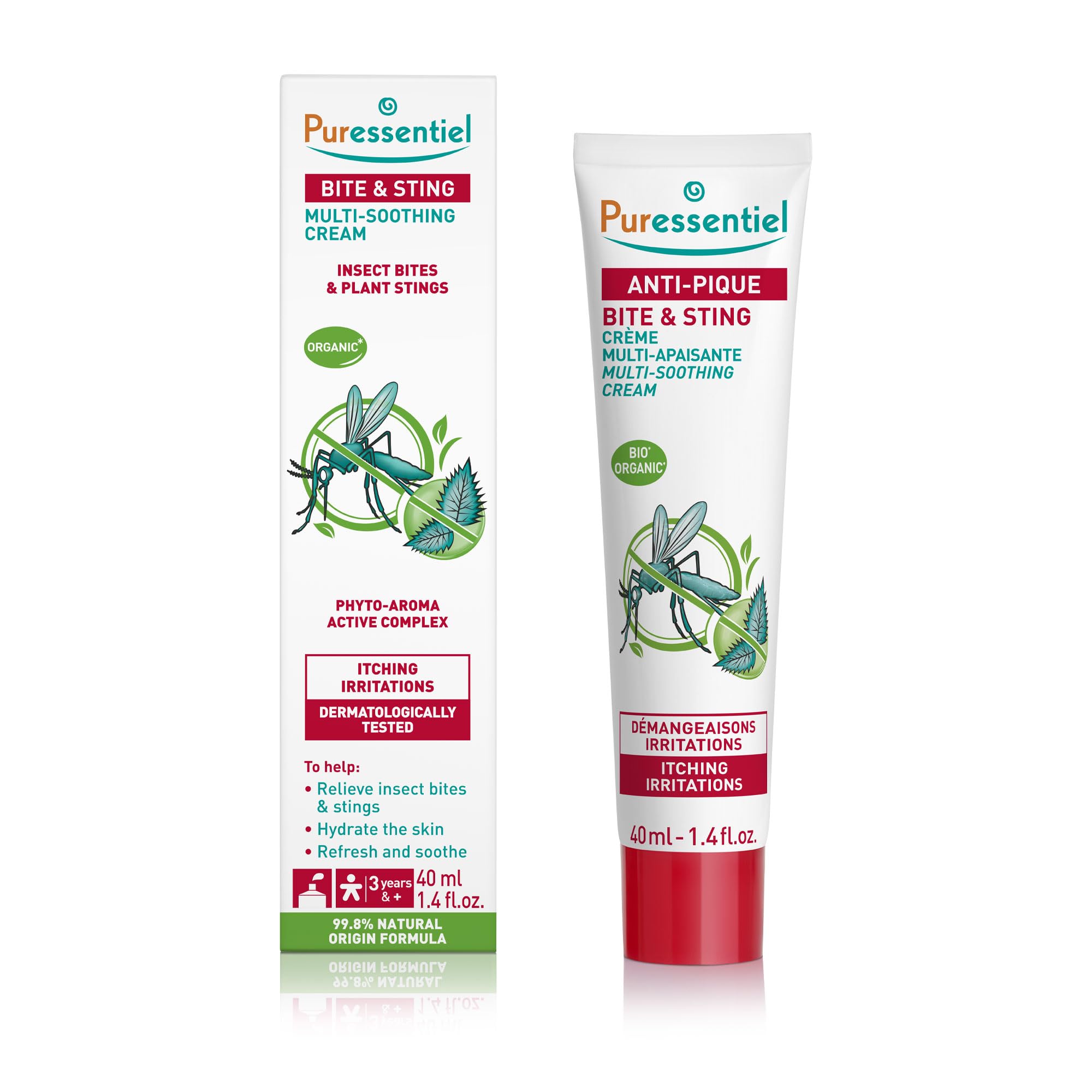 Puressentiel - Anti-Sting - Multi-soothing cream - Insect bites and plant stings - 99.8% Natural Origin Formula - Calm irritations and sensations of itching - Dermatologically tested - 40 ml