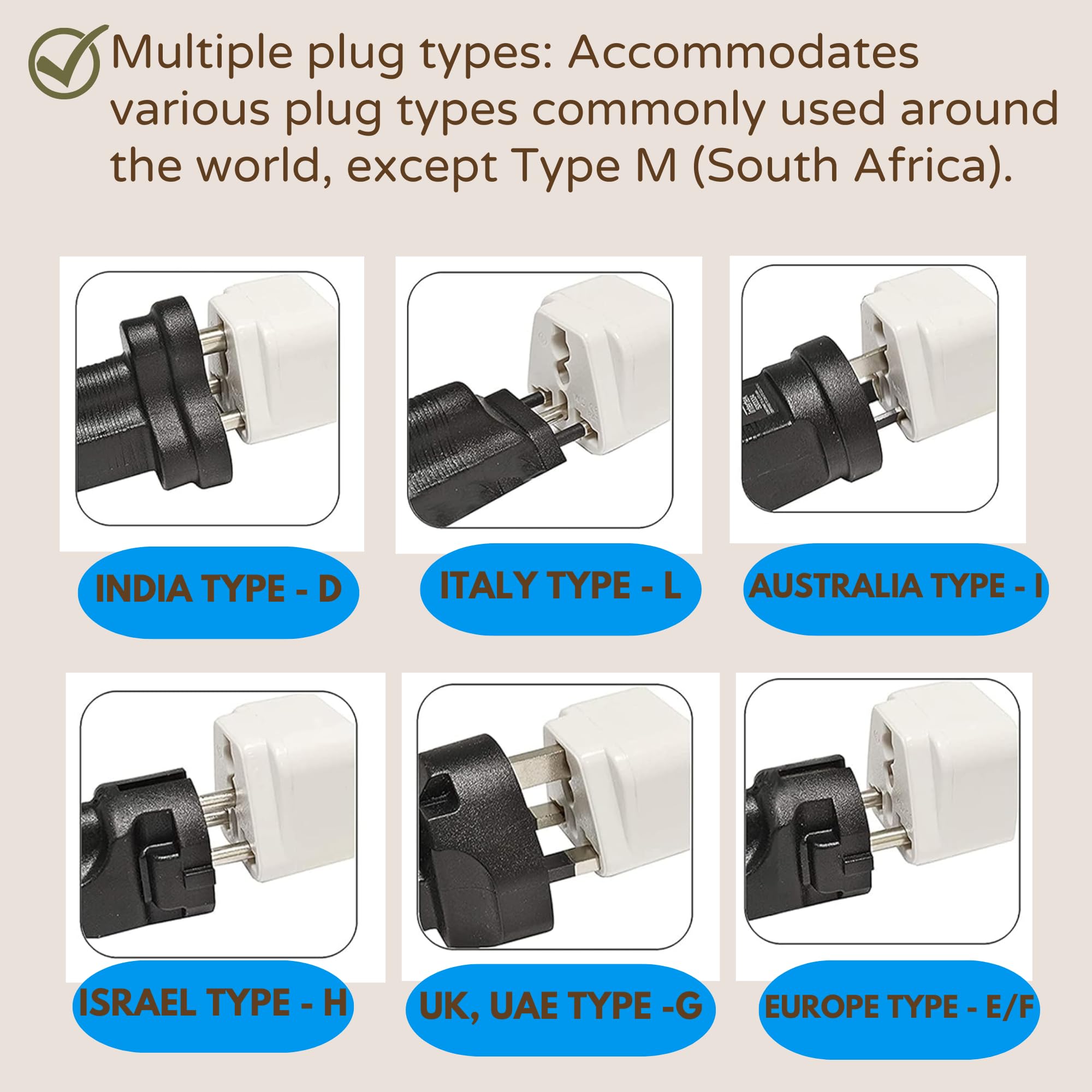 USA, UK, Australia to India Plug Converter for Convert World-Wide Plug to Type D Indian Power Sockets (Pack of 1) White — Amazon image 6
