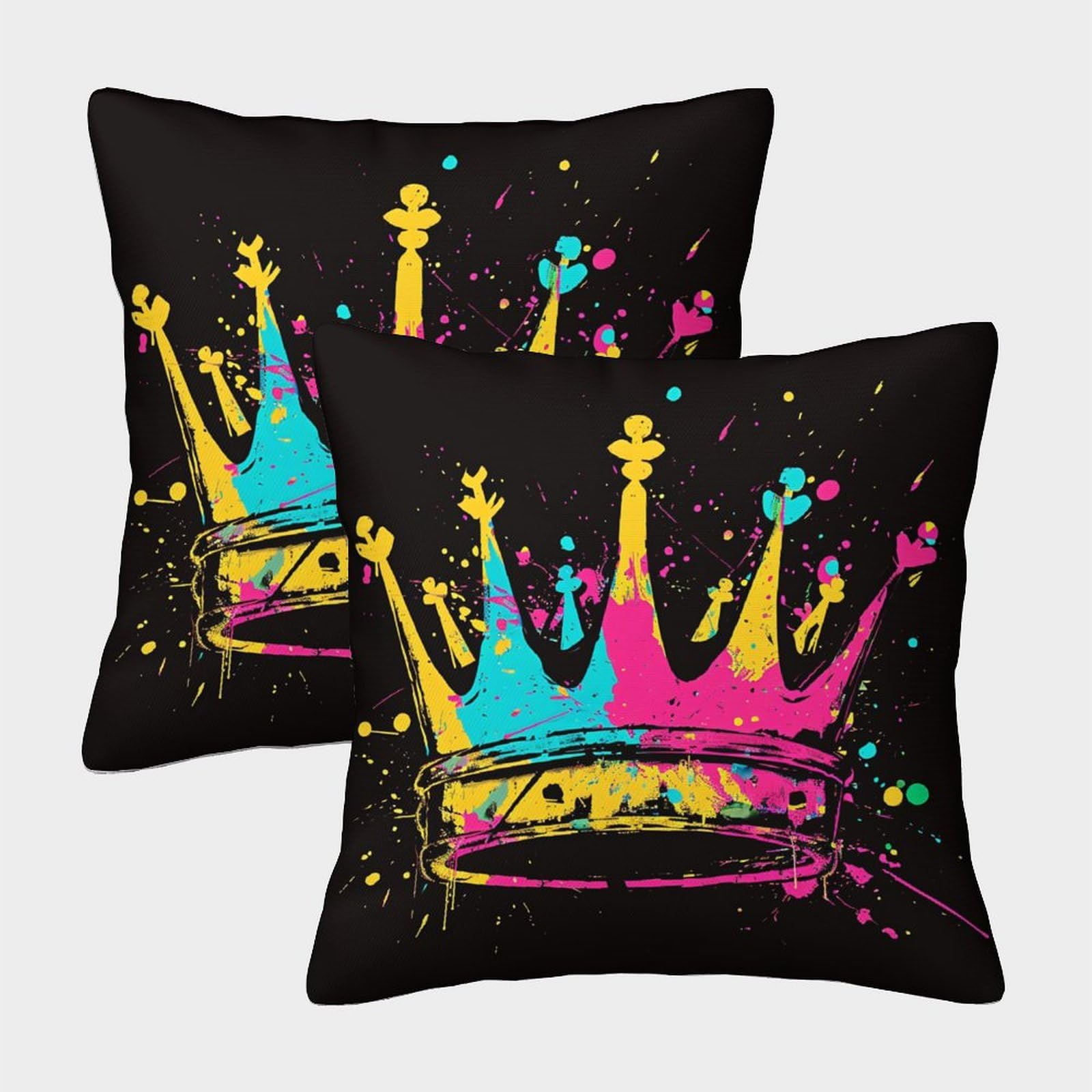GPARSDDIO Hip Hop Crown with Invisible Zipper Pack of 2 Homeware Cushions Decorative Pillow Cases for Living Room Sofa 50x50cm