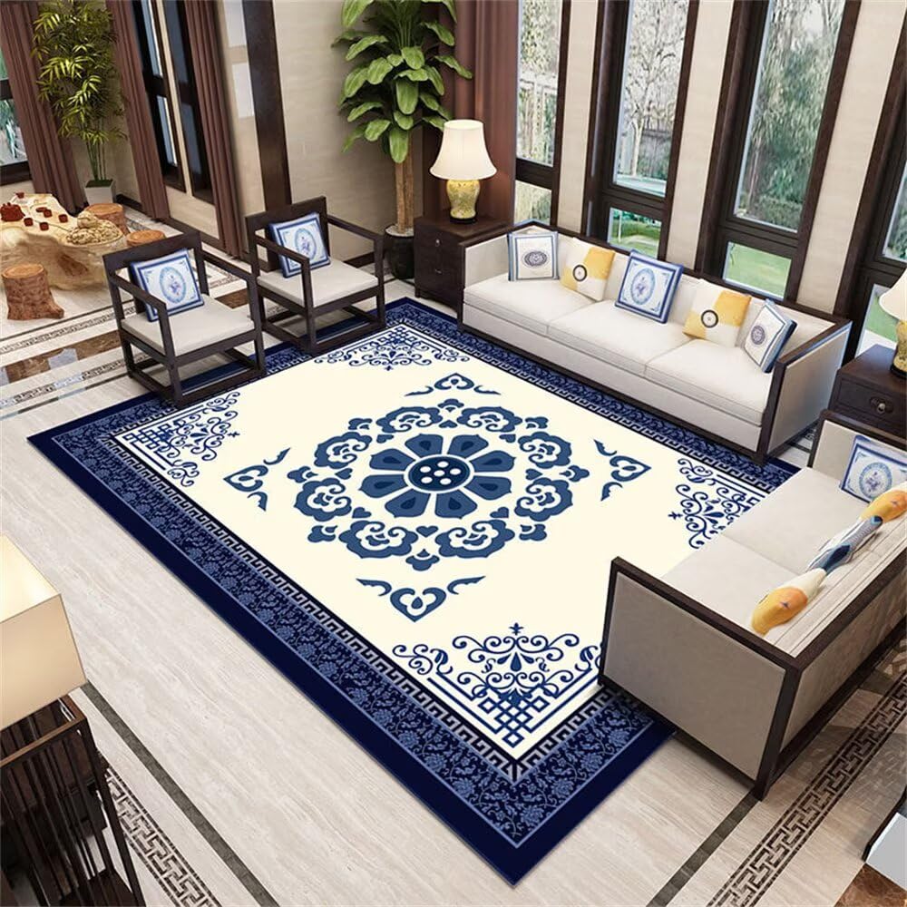 Tapis de chambre garçon bleu pour coin jeu rectangle 60x110