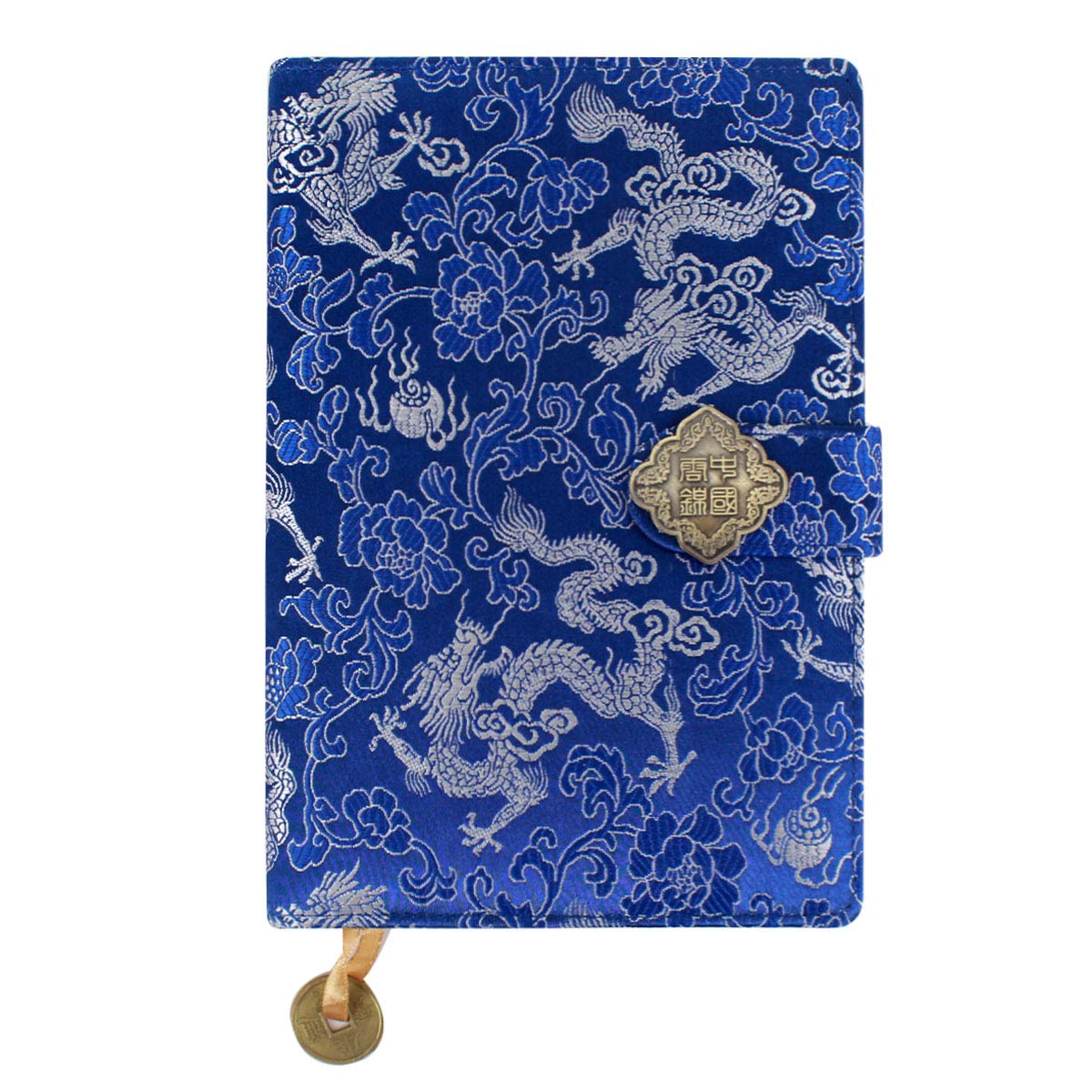 Aisi Mily Exquisite Notebook Chinese Yun Brocade Notebook Silk Hardcover Diary Journal Sketchbook Travel And Thought Blank Book-Silver Dragon